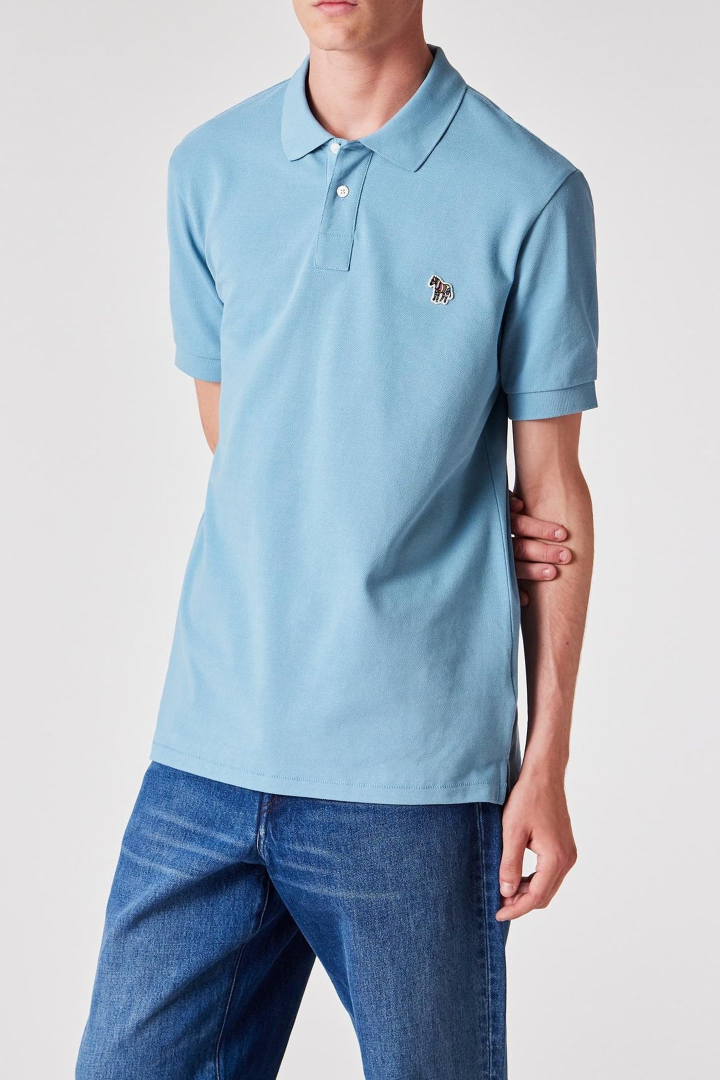 REG FIT SS POLO SHIRT ZEBRA LIGHT BLUE 1