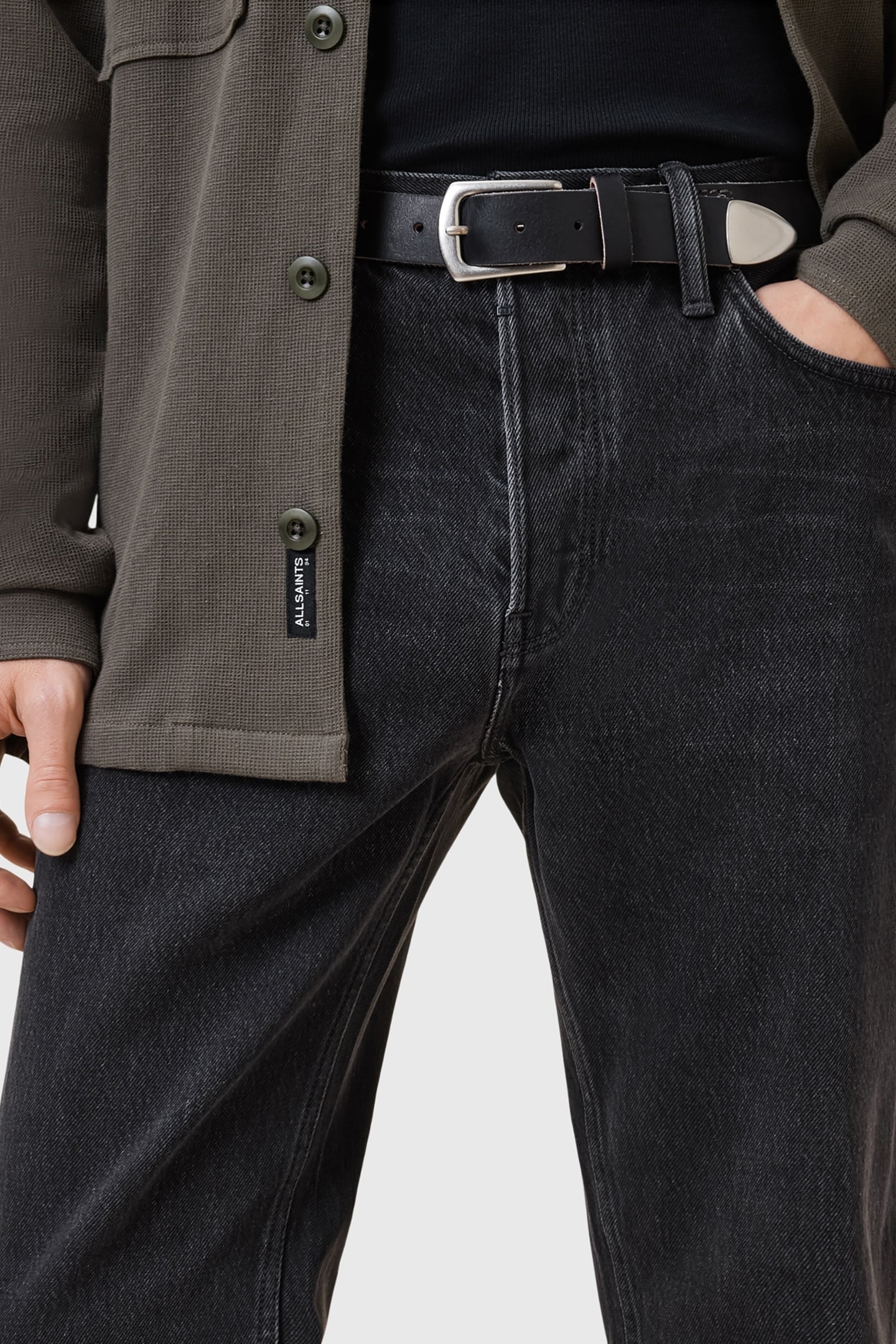 REED BELT BLACK/DULL NICKEL 4