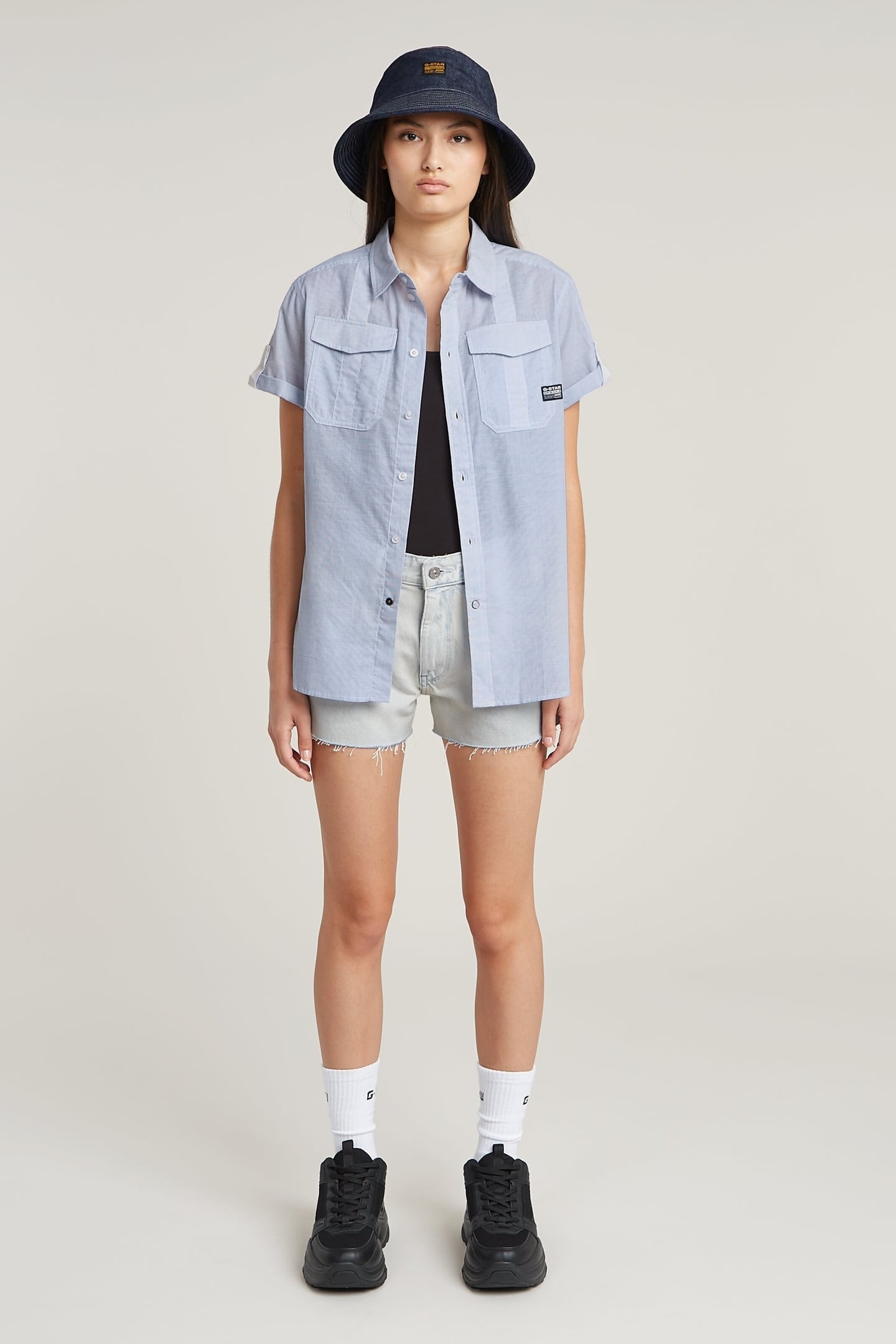 TRUE SHORT RAW EDGE BEACHED FADED CLIFTON BLUE 1