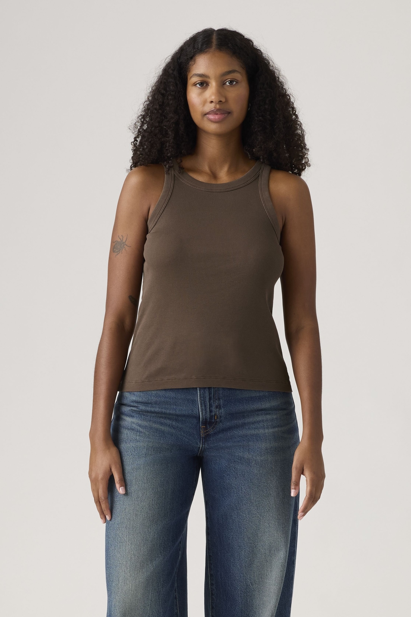 ESSENTIAL RACER TANK TOP BROWN 1