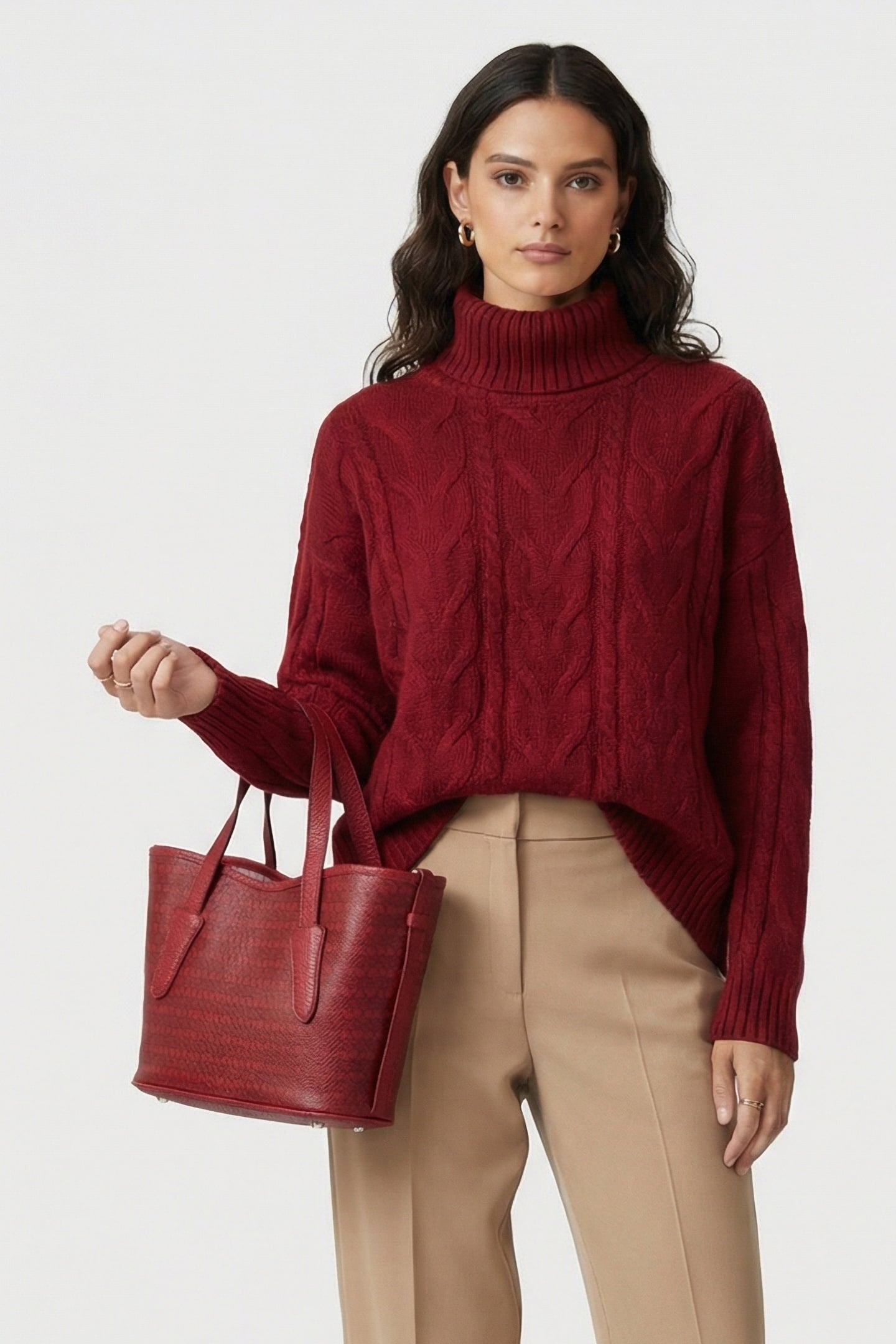 MEDIUM TOTE BAG IN BURGUNDY 1