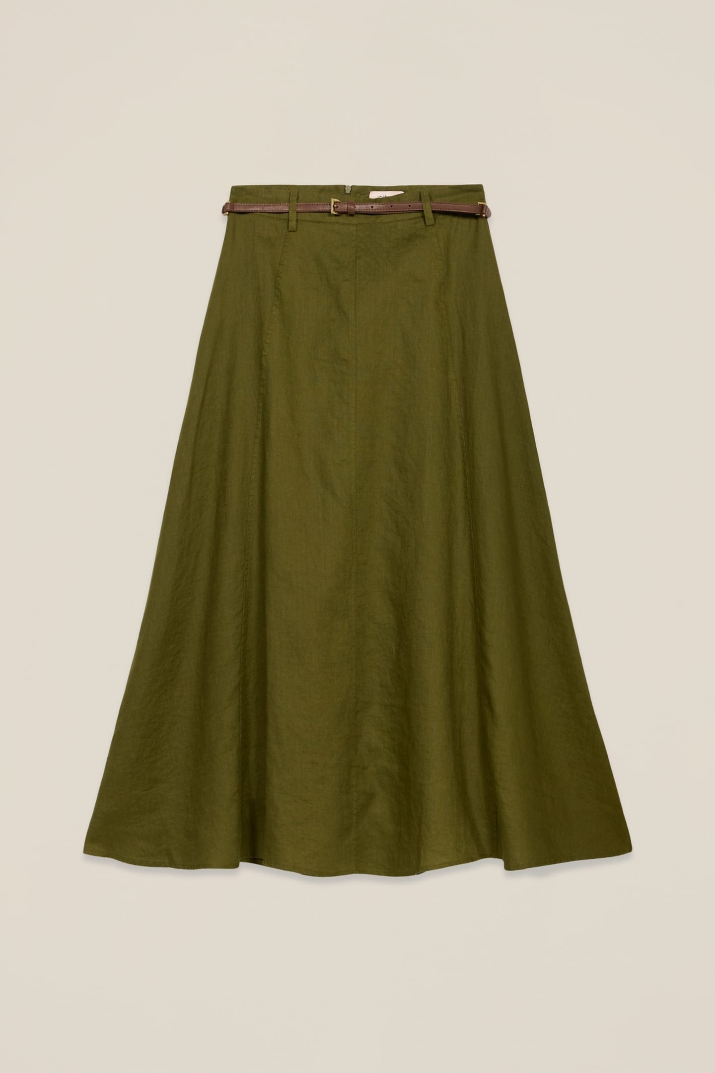 FLARED LINEN SKIRT GREEN 4