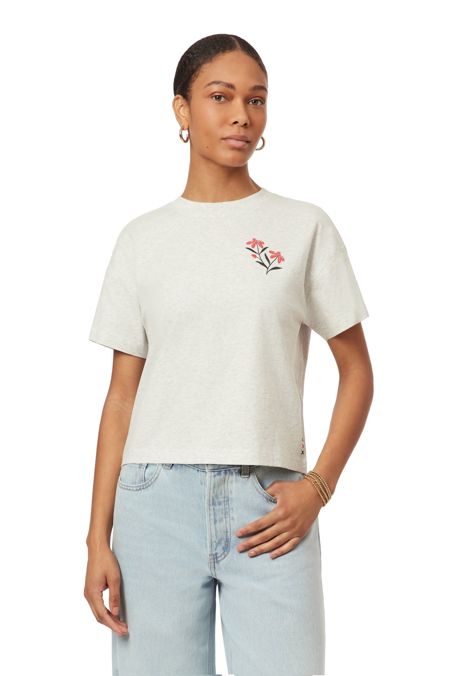 BOXY CROP TEE LIGHT GREY HEATHER 1