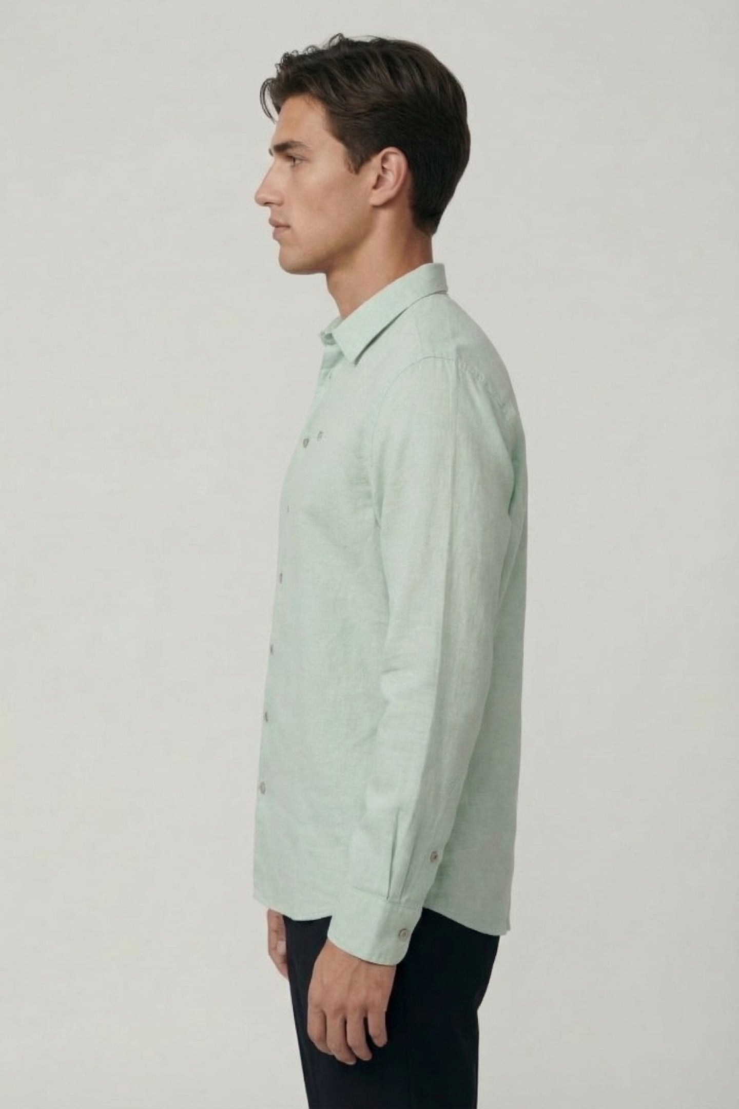 SHIRT SOLID WITH LINEN MINT 4