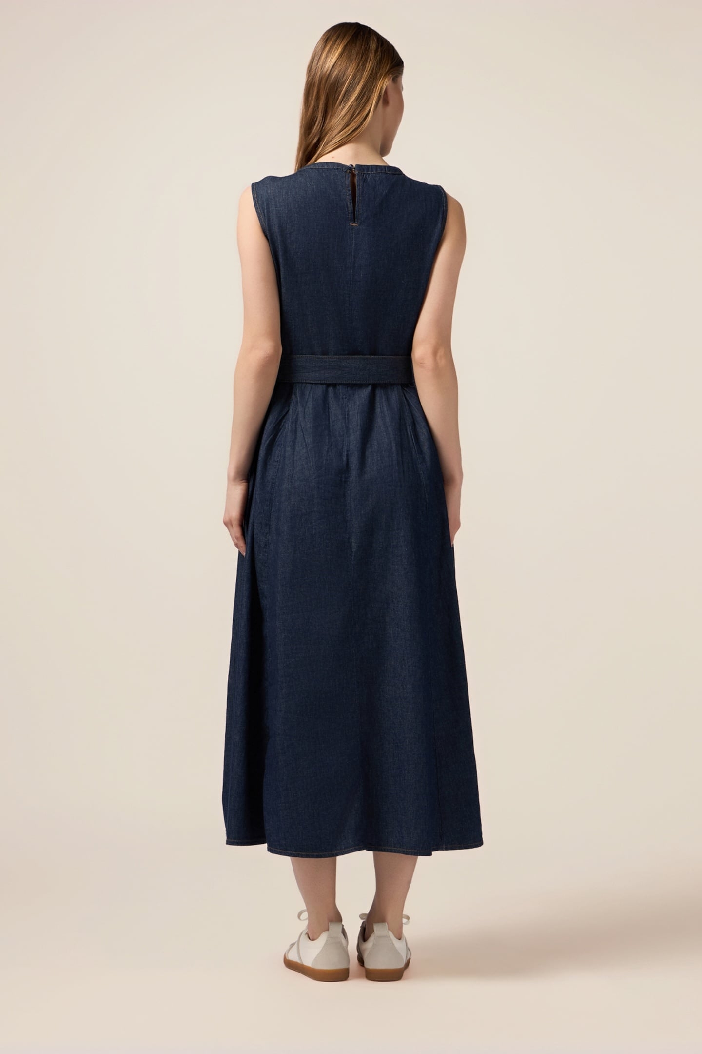 LONG DENIM DRESS WITH MICRO CRYSTALS BLUE 3