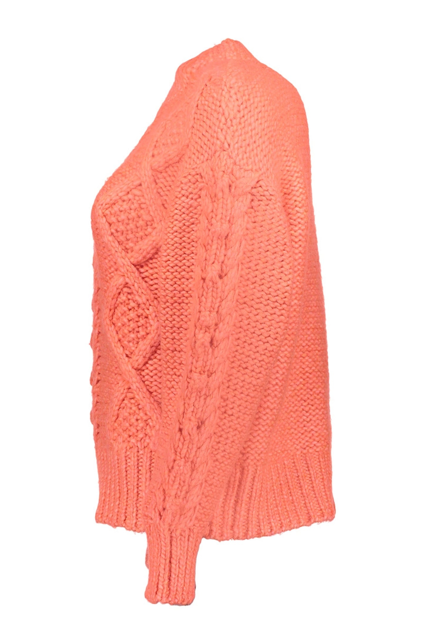PULLOVER CHUNKY CABLE KNIT CORAL 3