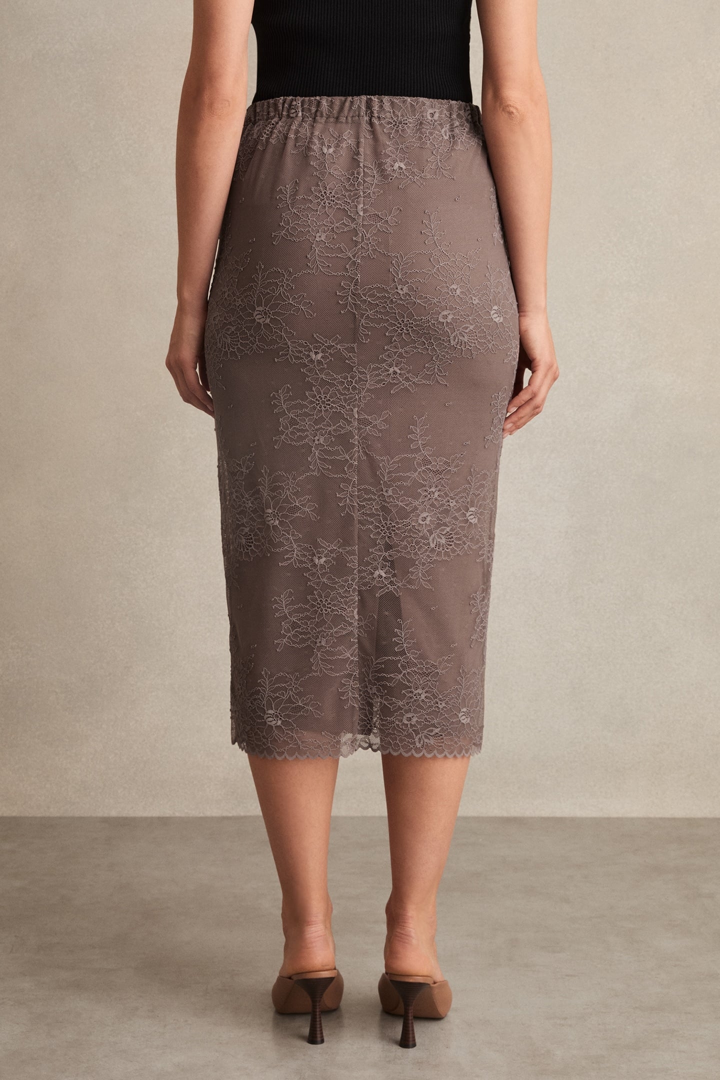 LACE SKIRT TAUPE BROWN 4