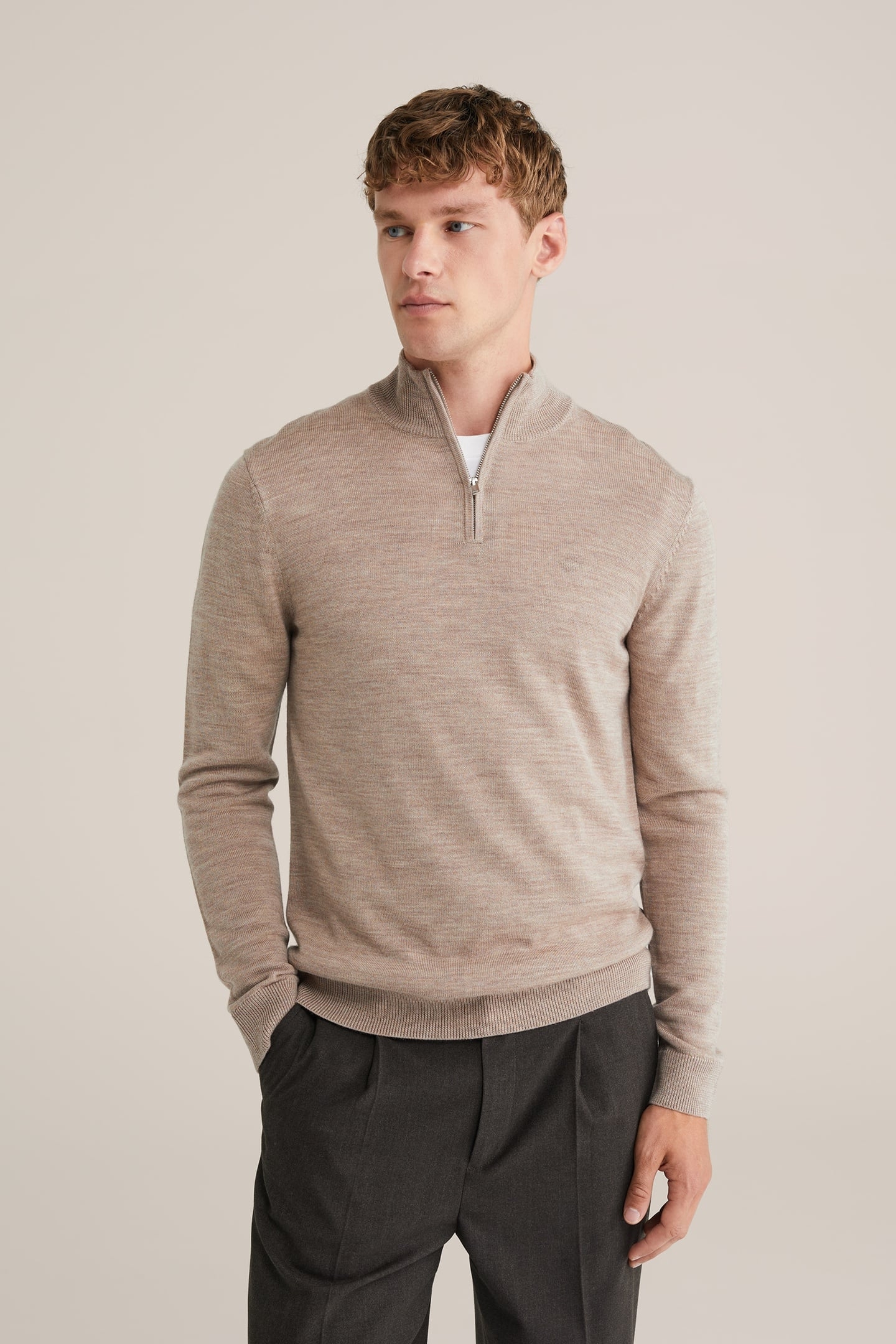 HALFWAY ZIPPER LIGHT BROWN 1