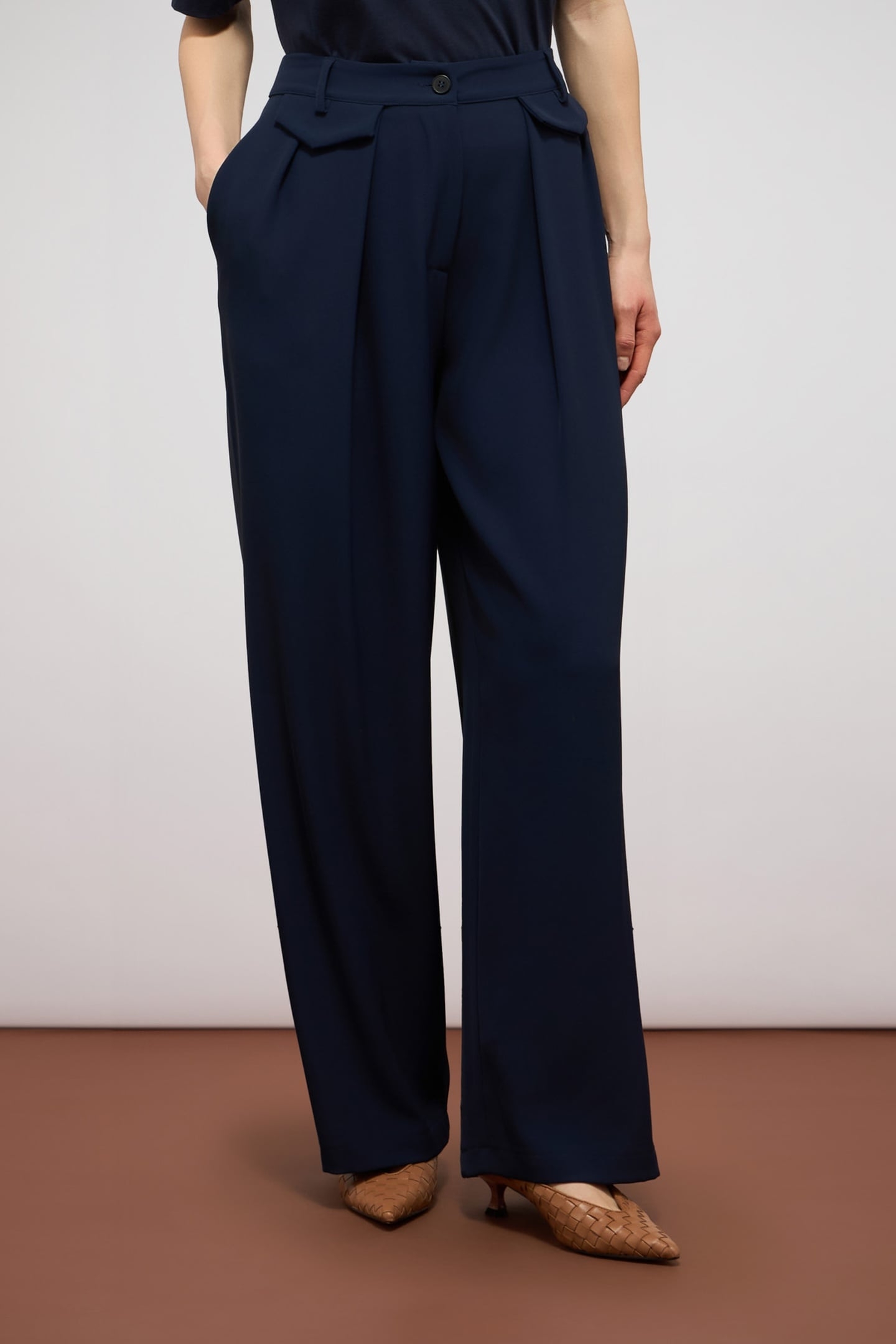 PALAZZO PANTS IN FLUID FABRIC BLUE 1
