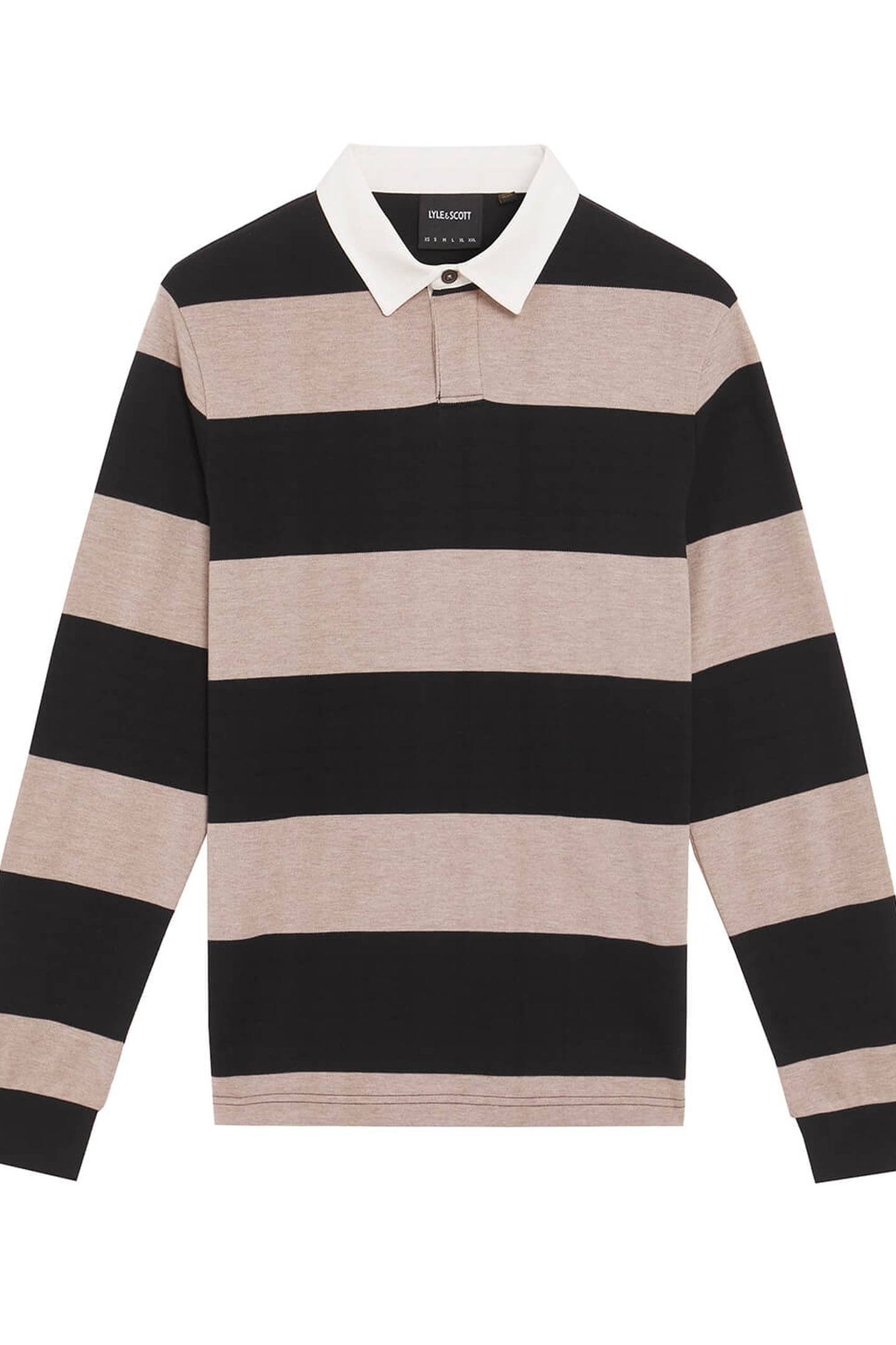 STRIPED RUGBY POLO SHIRT JET BLACK/WHITE HEATHER 4