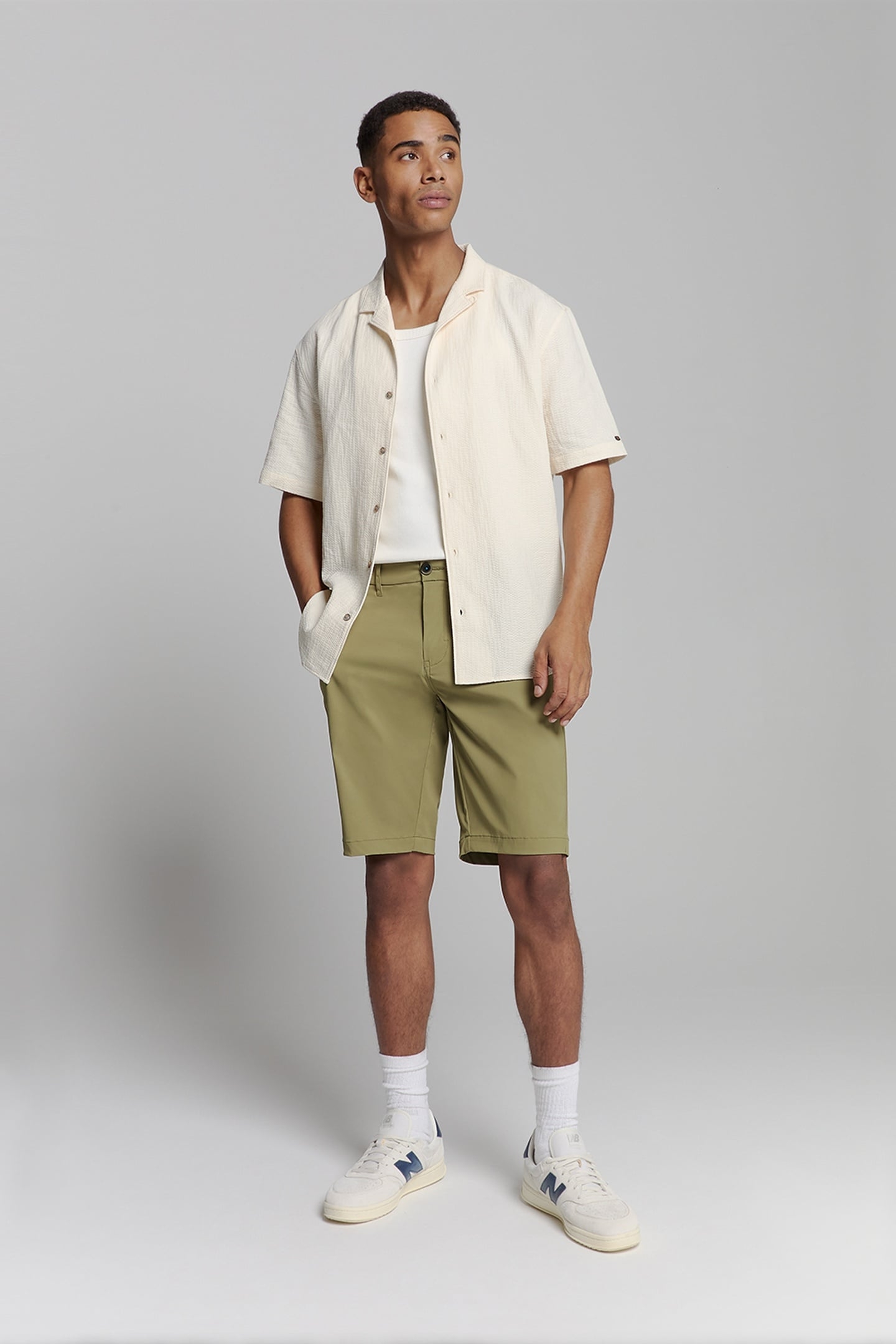 SHORT STRETCH CHINO TRAVEL TWILL MID ARMY 3