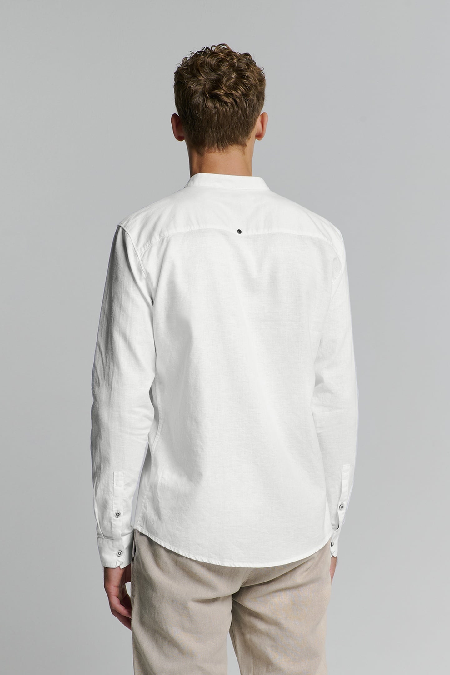 SHIRT GRANDDAD SOLID WITH LINEN WHITE 2