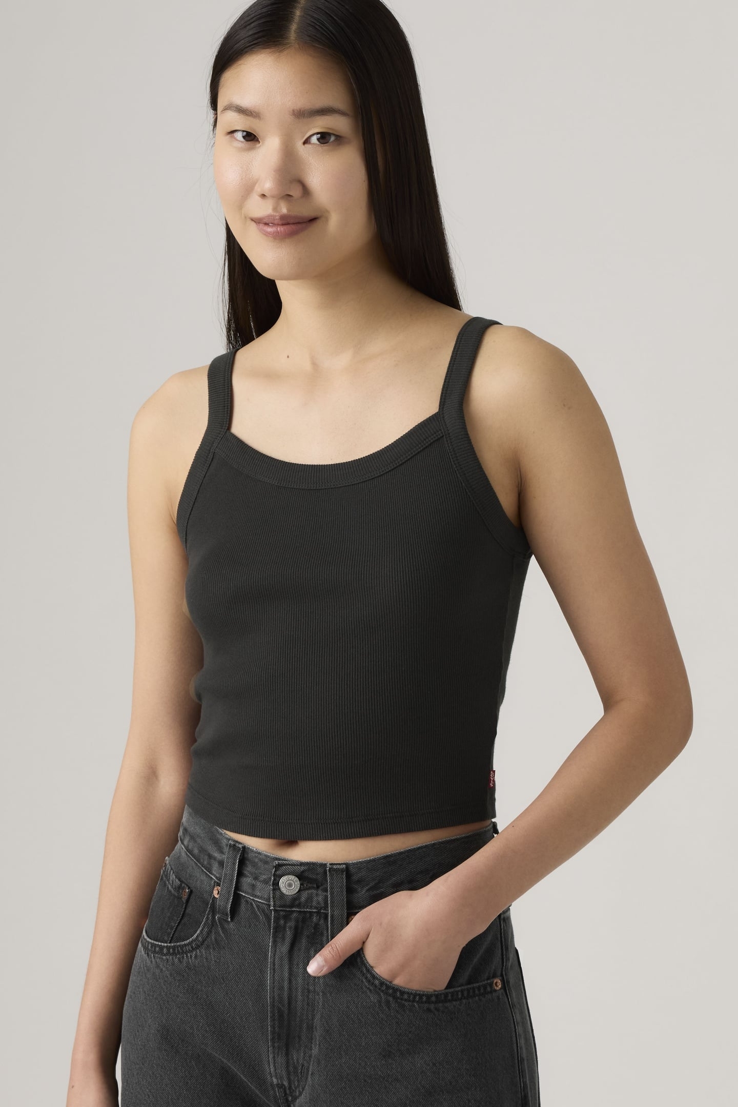 ESSENTIAL SPORTY RIBBED TANK TOP BLACK 2