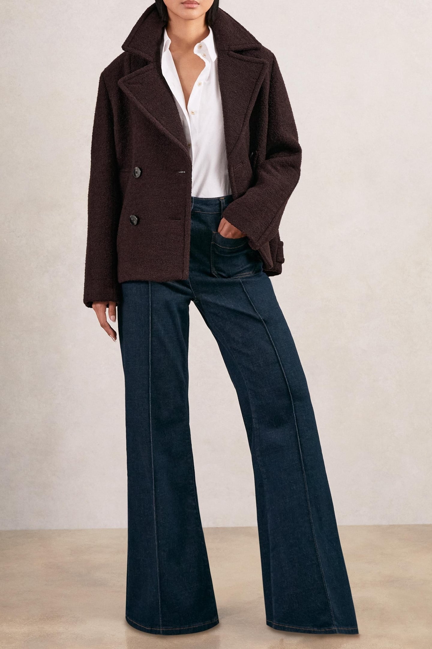 SHORT WOOL COAT BURGUNDY 5