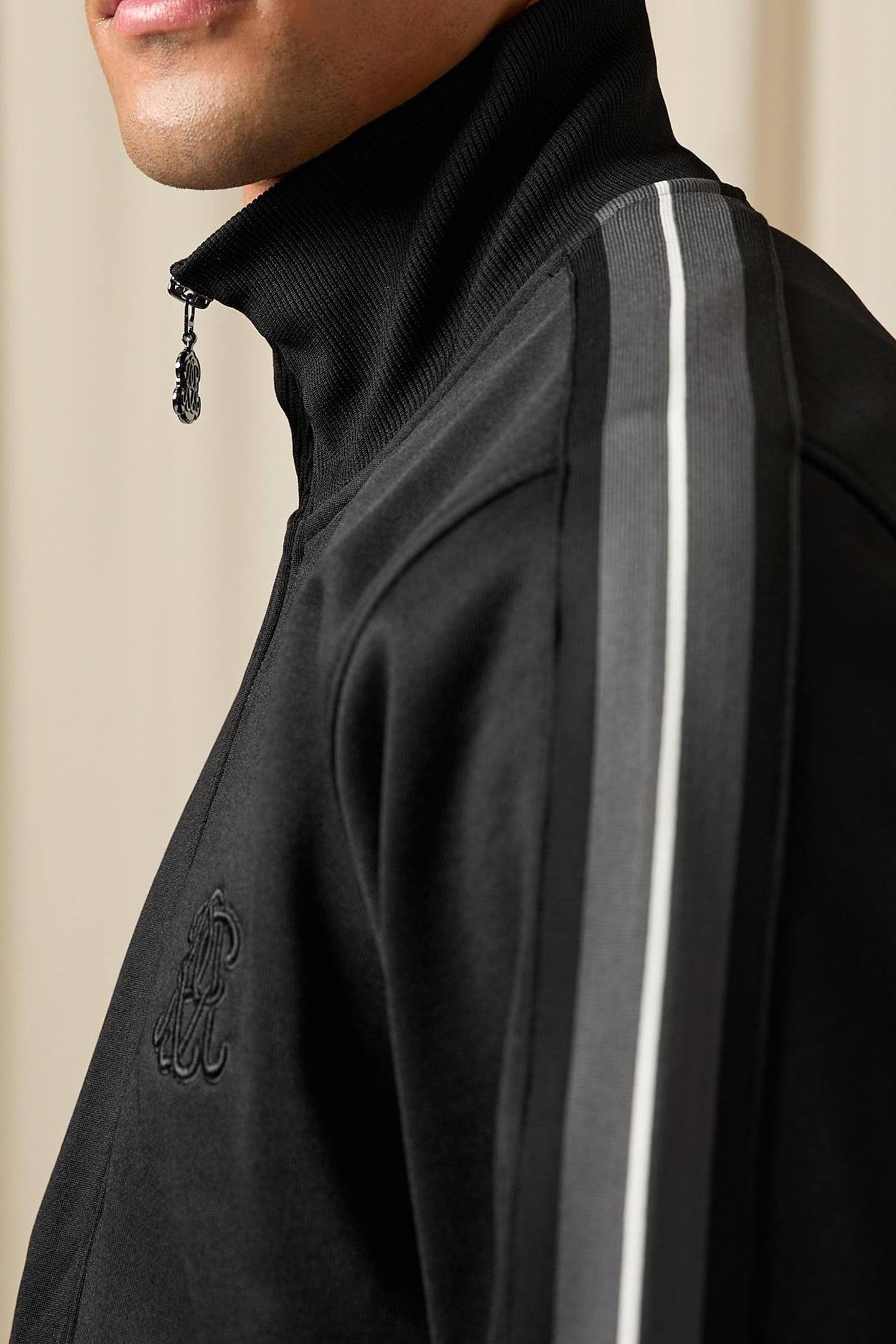 LS ZIP THROUGH MOTIF TRACK TOP BLACK 5