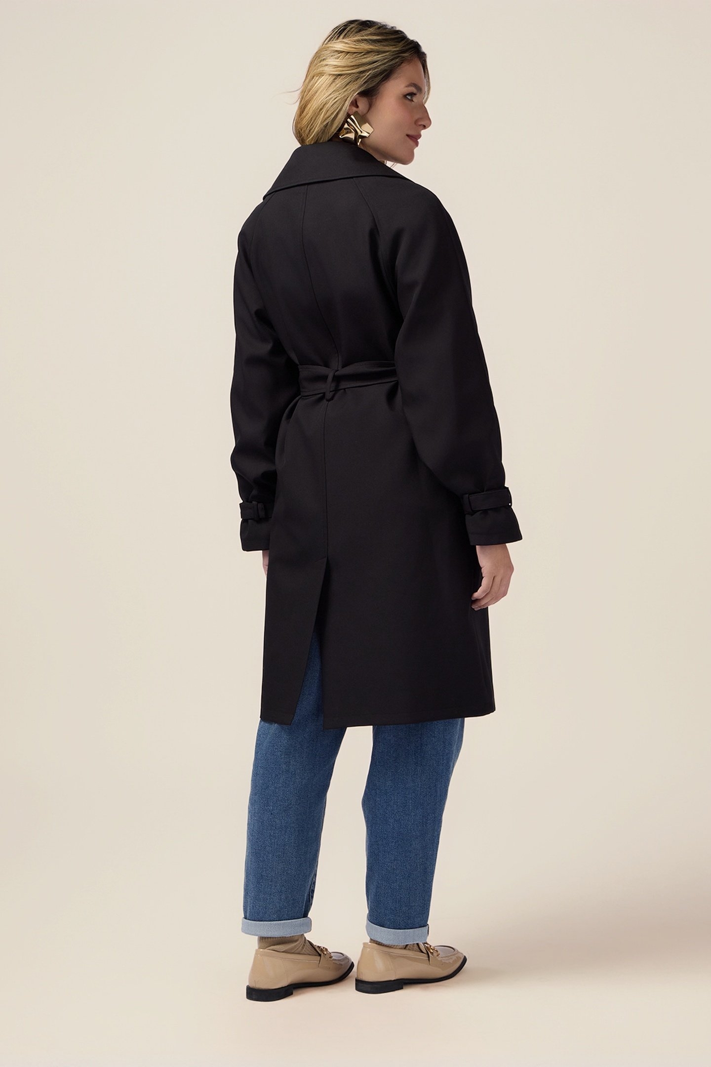 DOUBLE-BREASTED TRENCH COAT BLACK 5