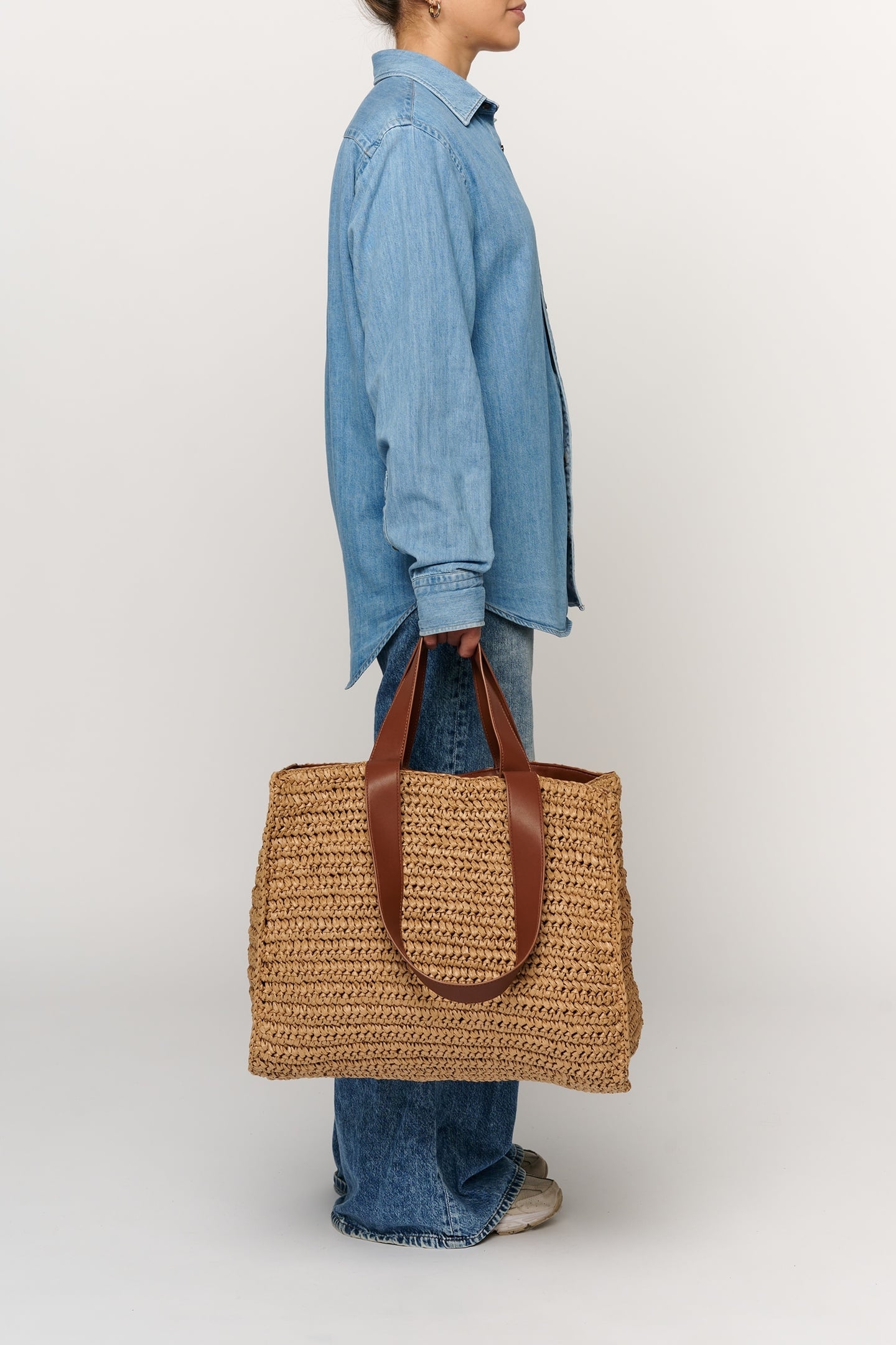 SHOPPER RAFFIA LIGHT BROWN 1