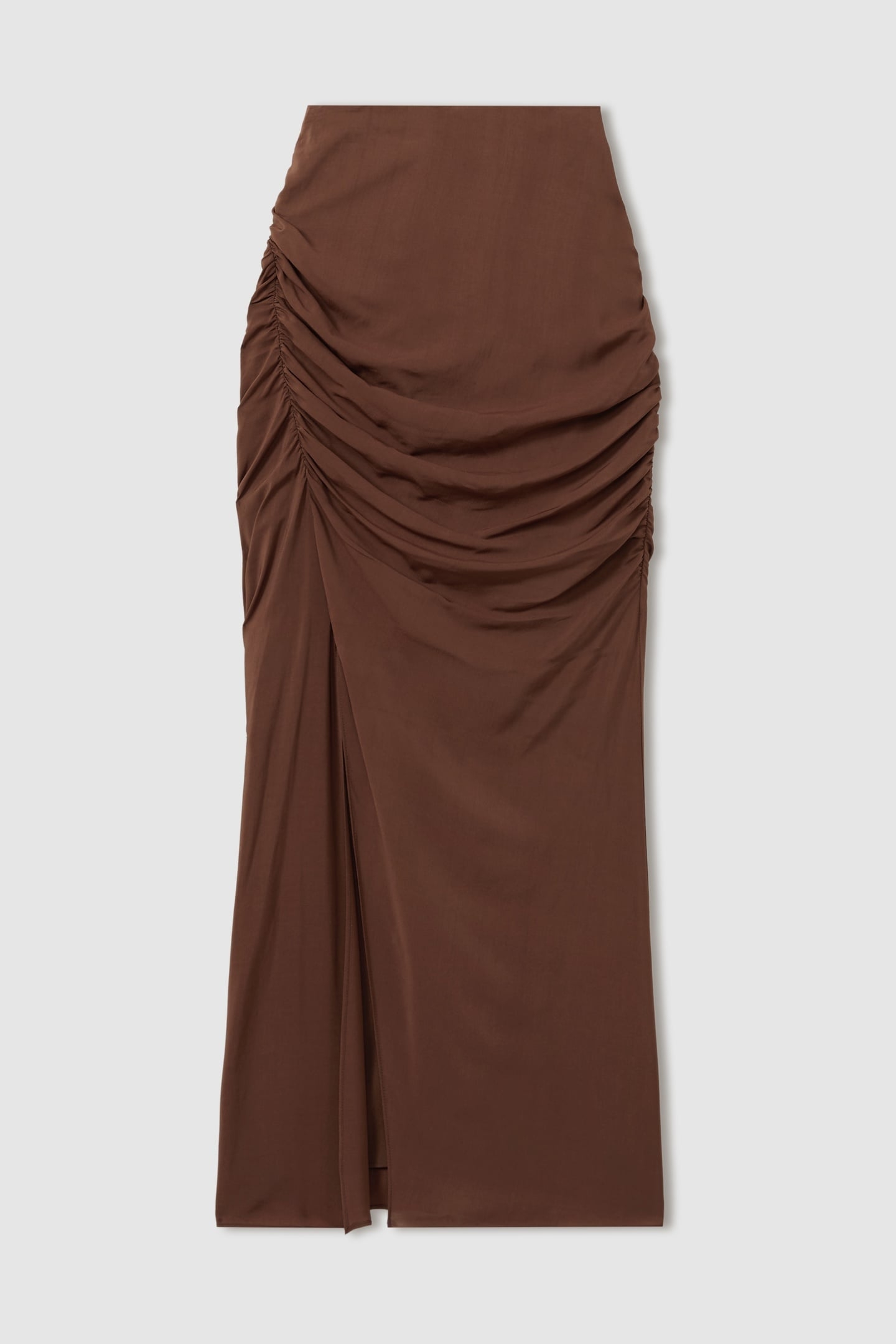RUCHED MIDI SKIRT CHOCOLATE 4