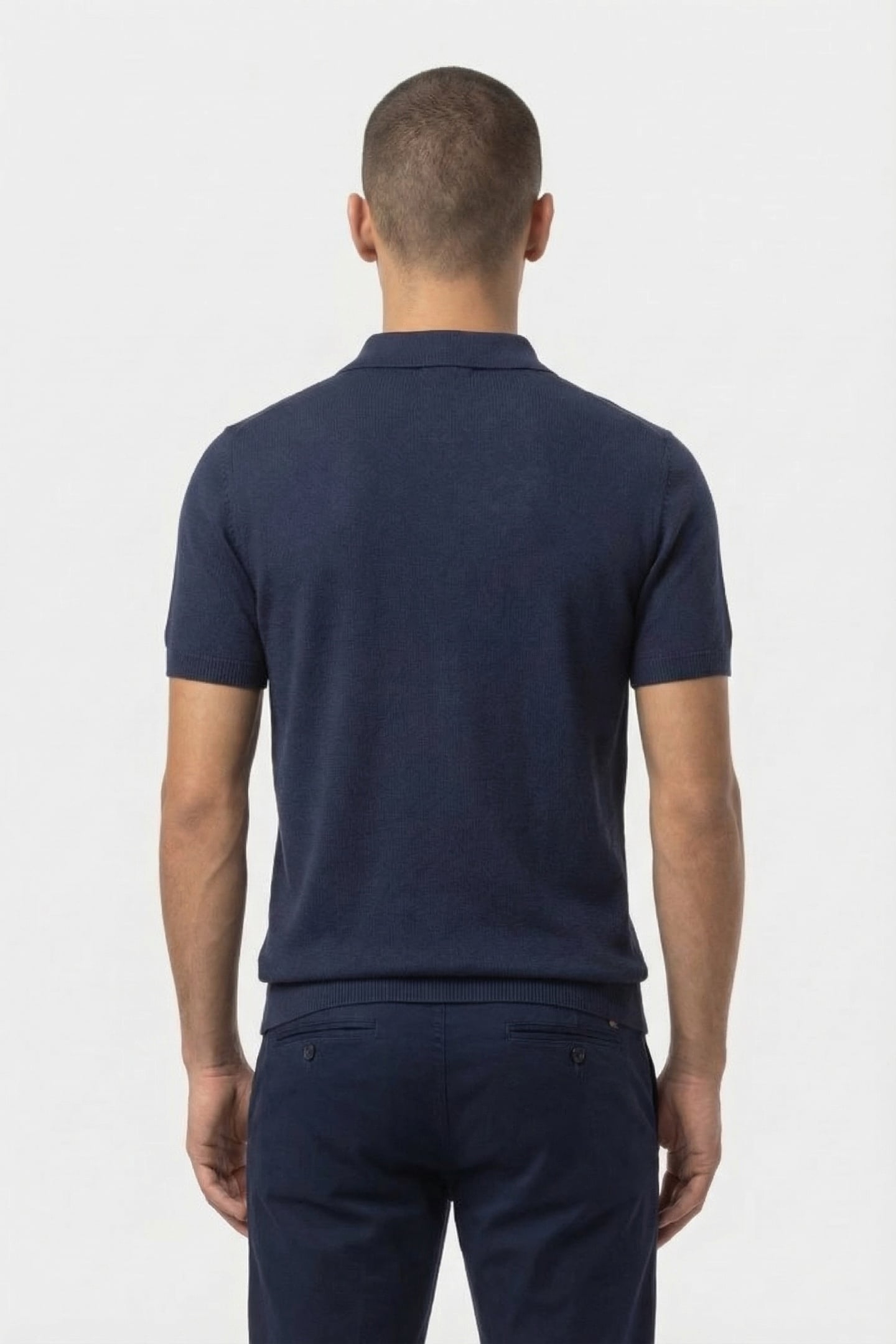 PULLOVER SHORT SLEEVE POLO BUTTON SOLID DEEP BLUE 2