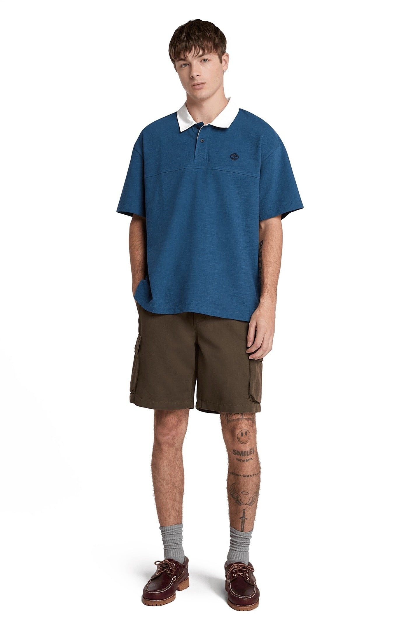 TEXTURED POLO DARK DENIM 4