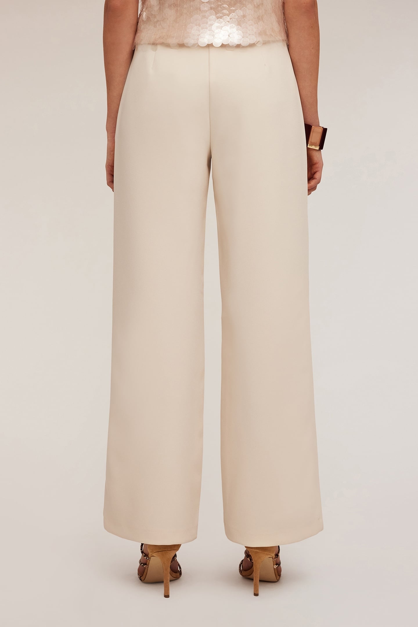 HIGH-WAISTED PALAZZO TROUSERS IN CRÊPE FABRIC WHITE 2