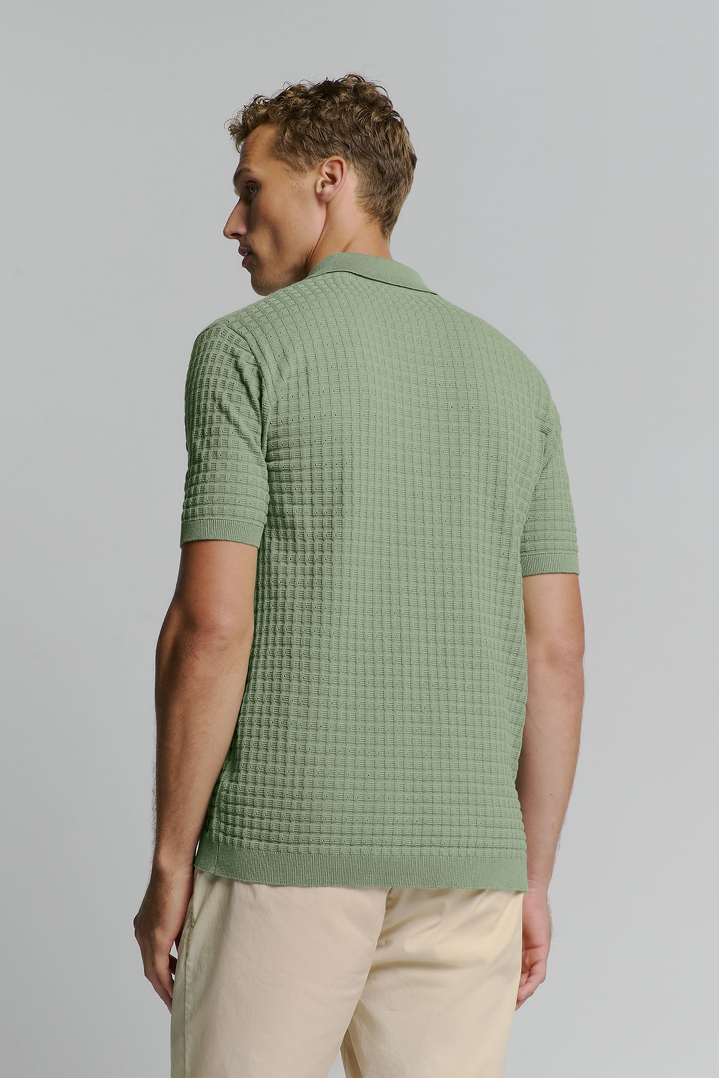 PULLOVER SHORT SLEEVE POLO V SOLID JACQUARD GREEN 4