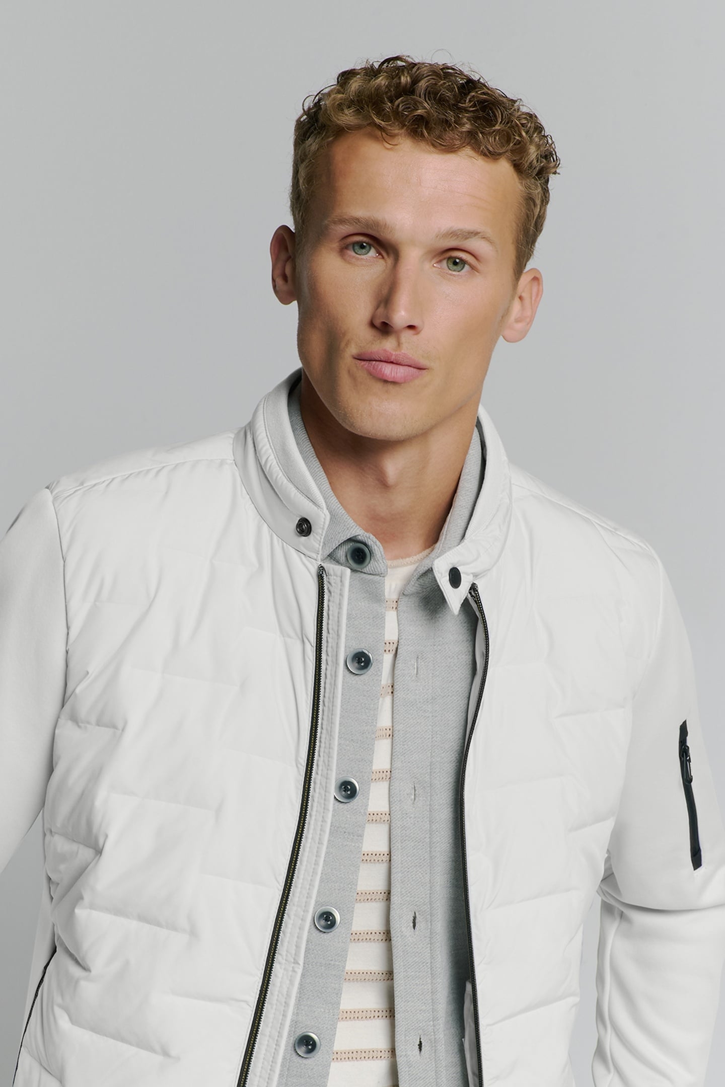 JACKET SHORT FIT SEALED KNITTED MIX CHALK 4