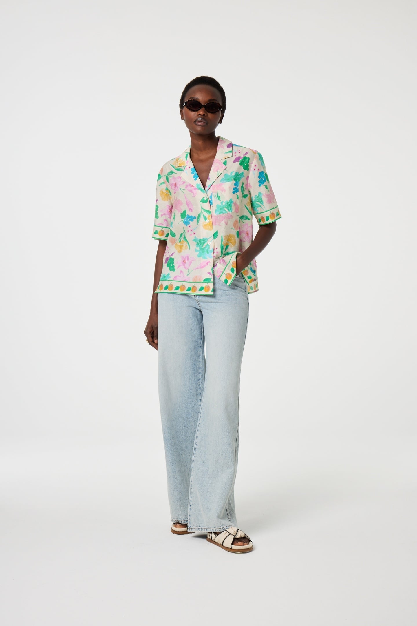 BROCK BLOUSE WARM WHITE/GREEN GLO 1