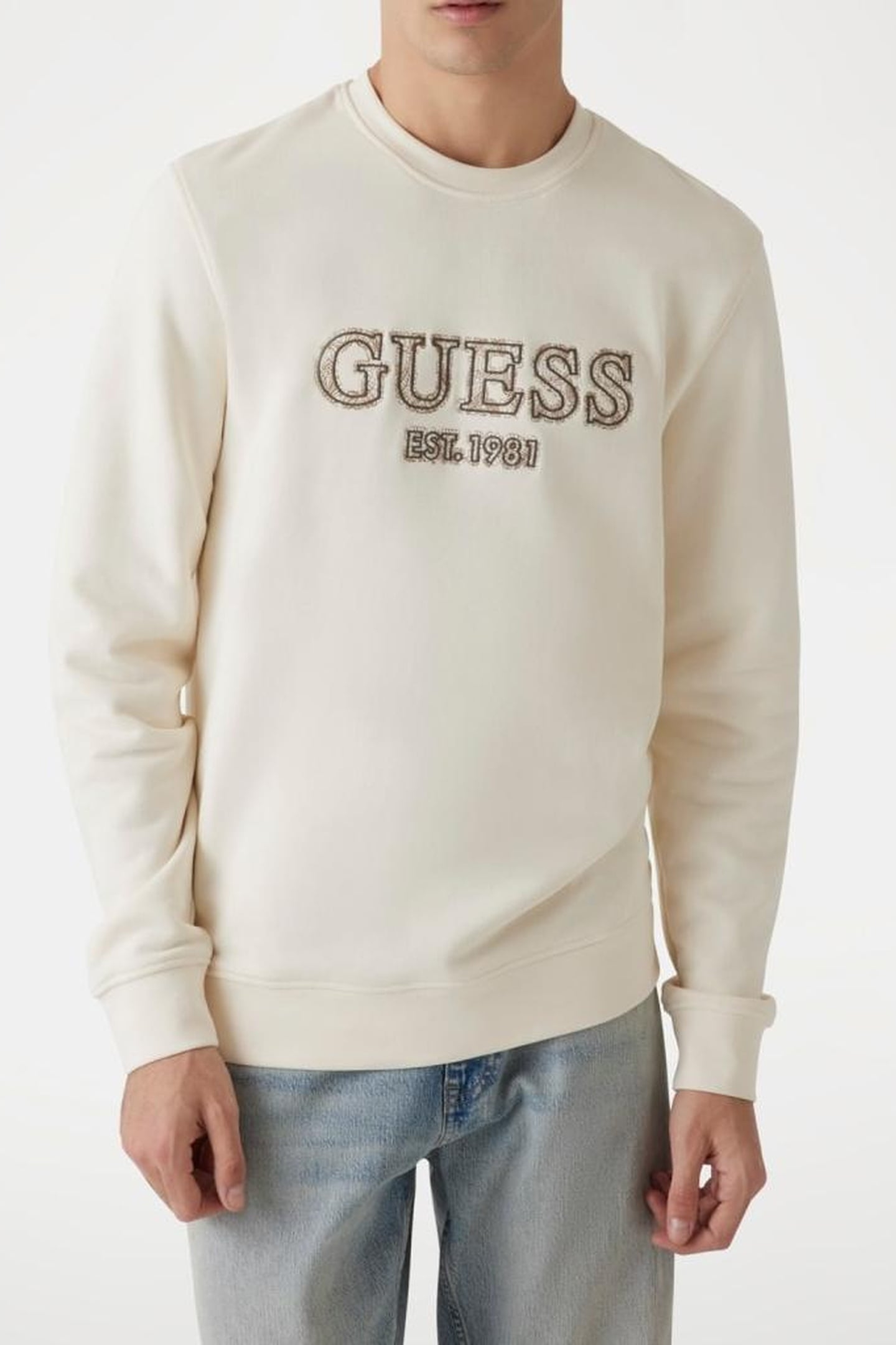 GUESS ECO CN BASIC LOGO SWEATS VANILLA CREAM 3