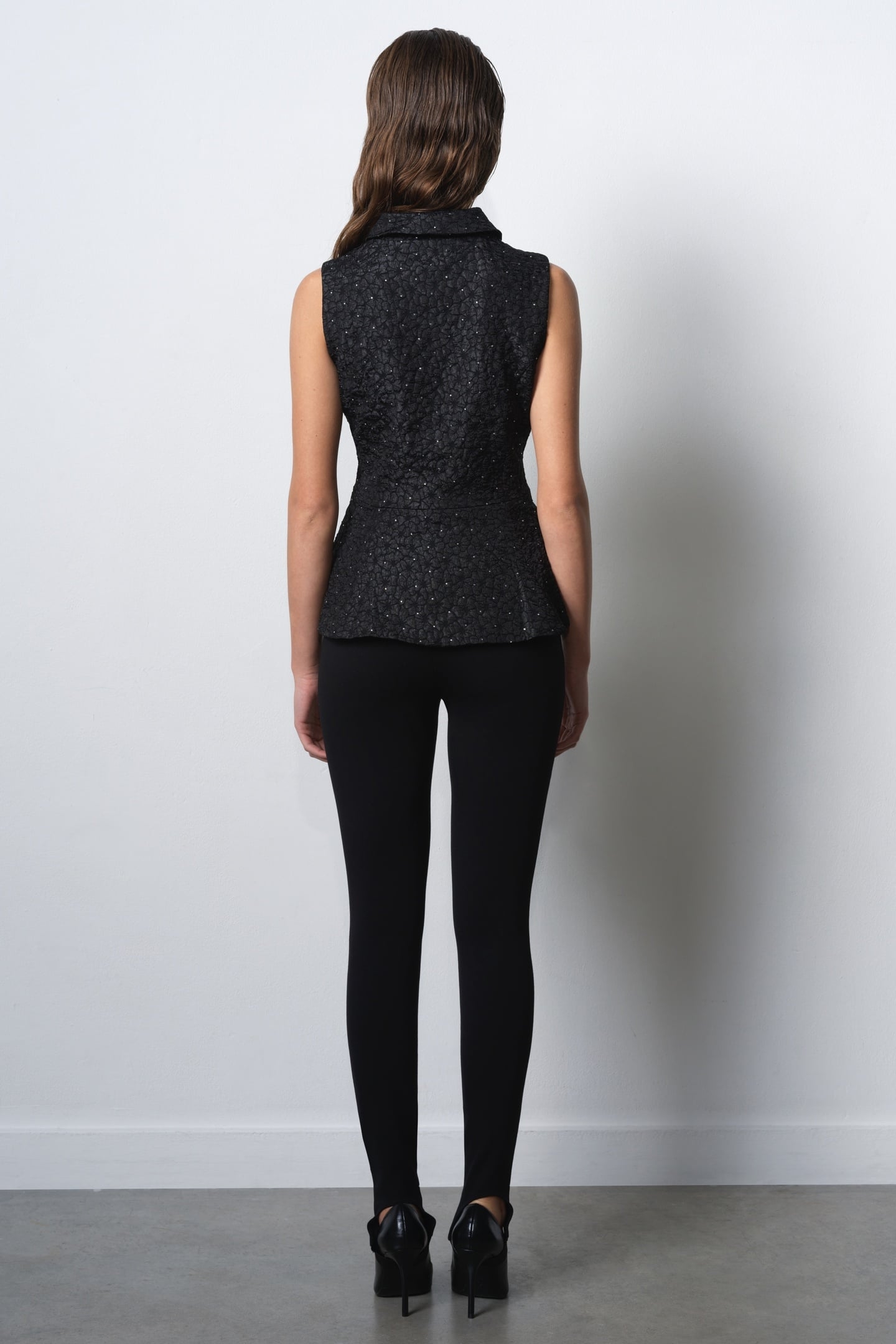 YELENA JACQUARD WAISTCOAT TOP BLACK 3