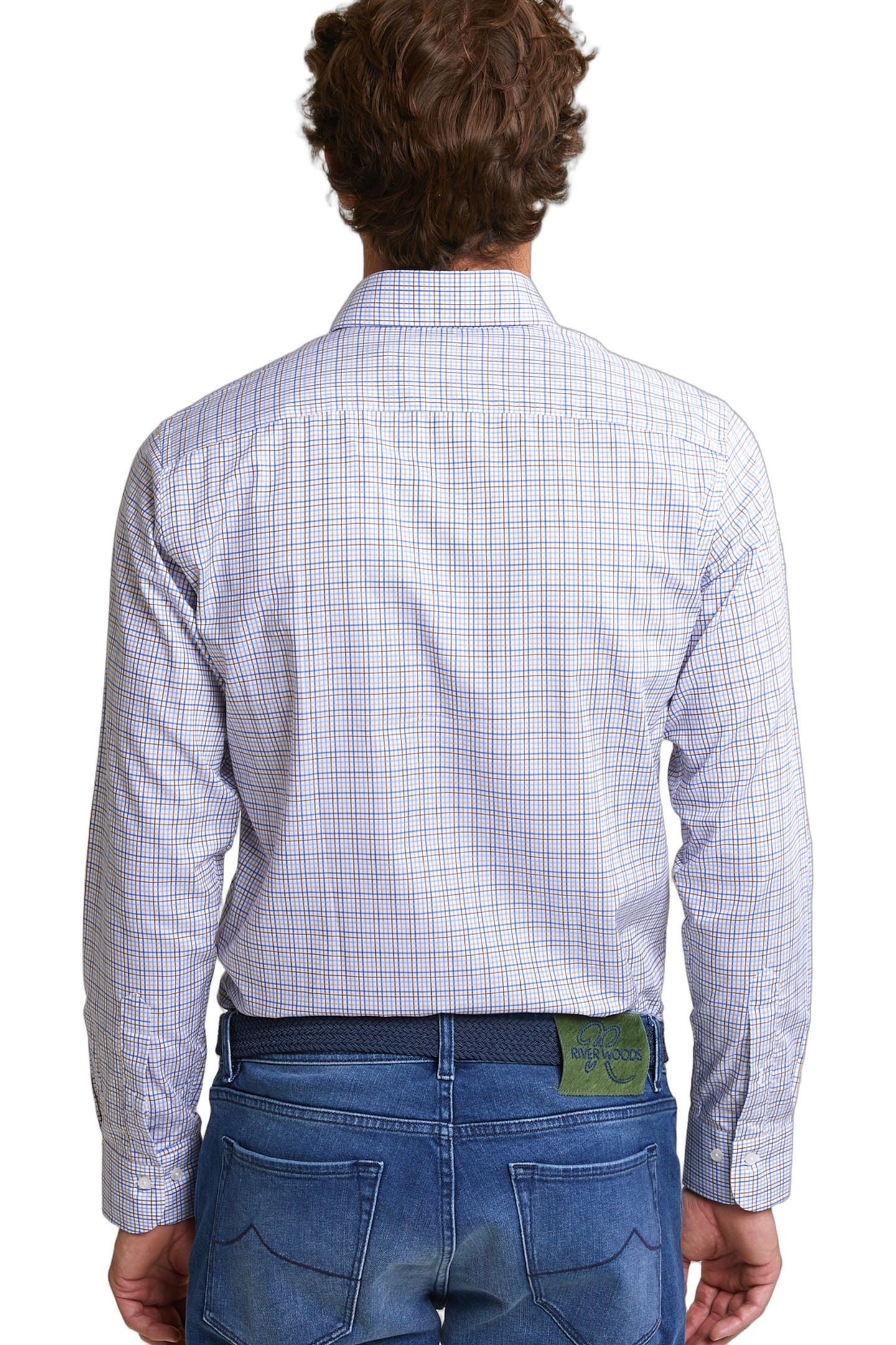 CUSTOM FIT CHECKED SHIRT BLUE/BEIGE 3