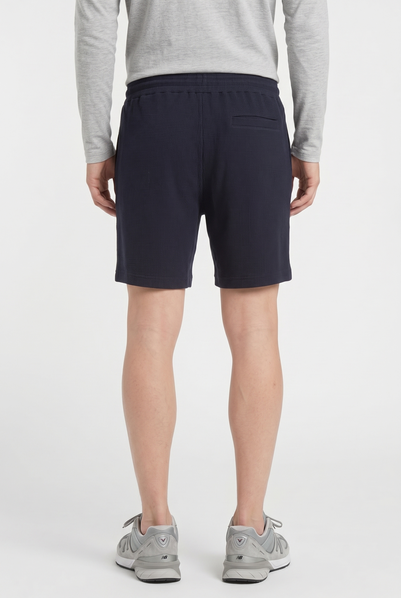 TEXTURED COTTON DRAWSTRING SHORT NAVY 2