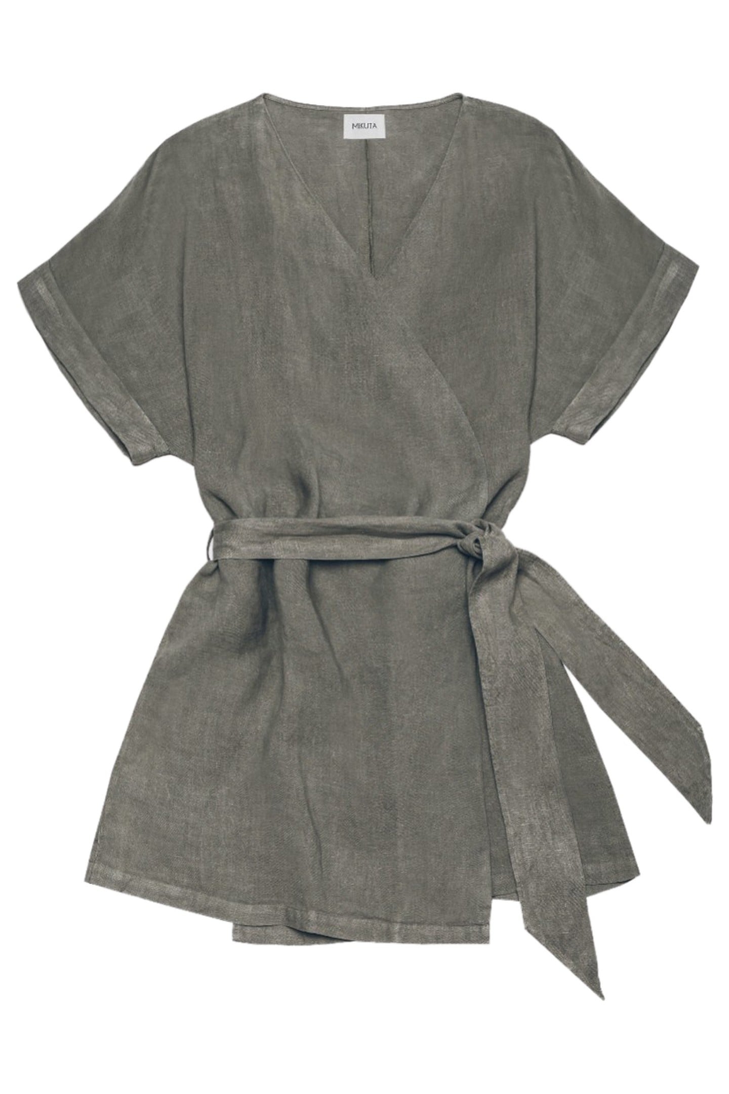 THE KHAKI LINEN KIMONO DRESS KHAKI 3