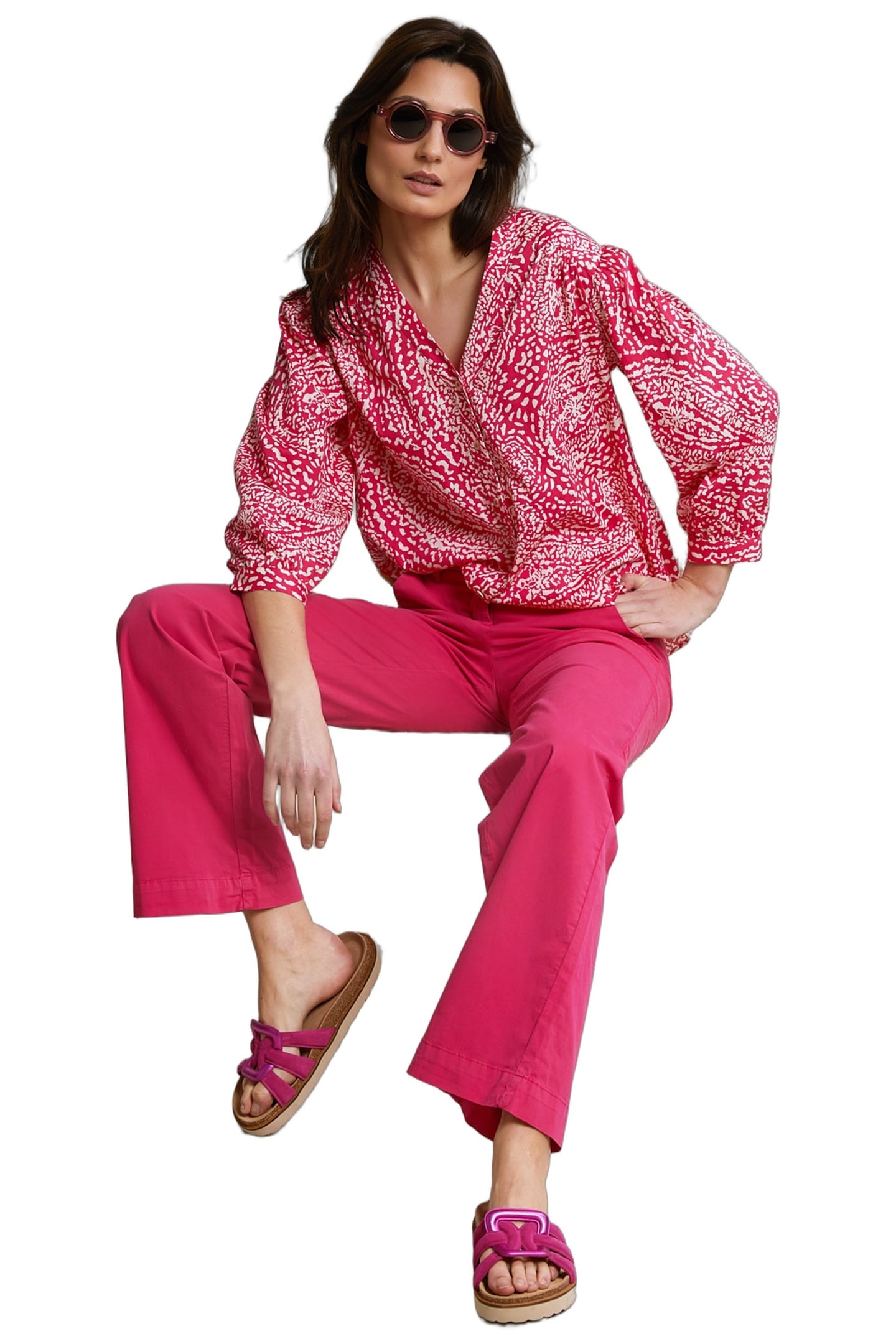 FUCHSIA STRAIGHT STRETCH PANTS 2