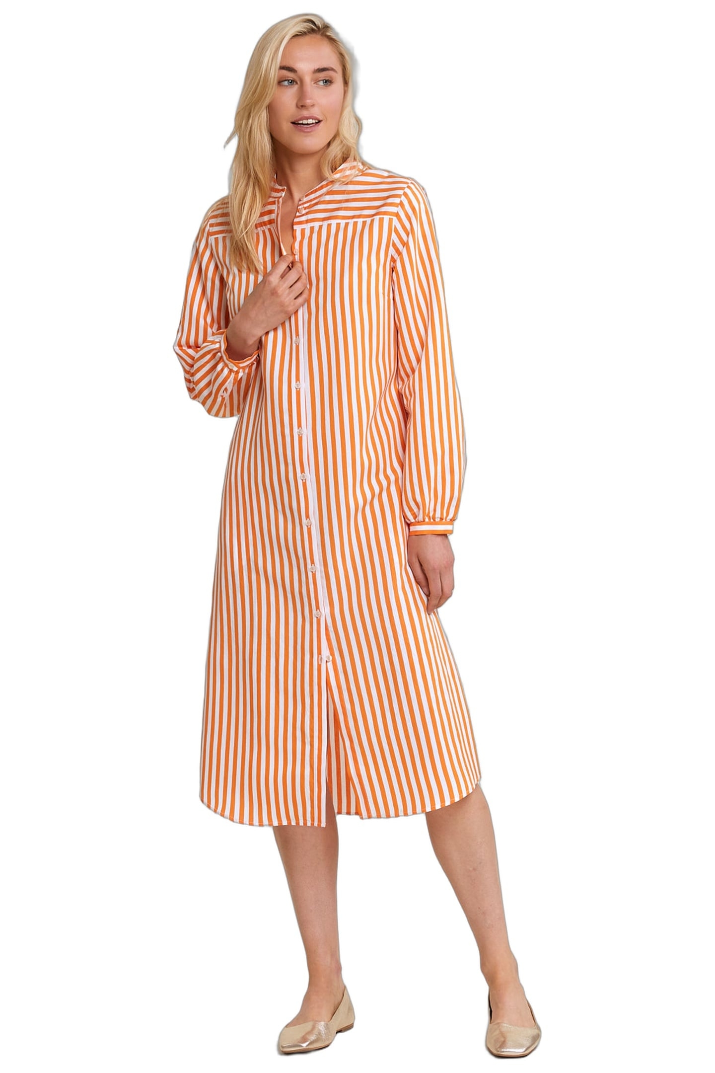 ORANGE/WHITE STRIPED LOOSE DRESS 1