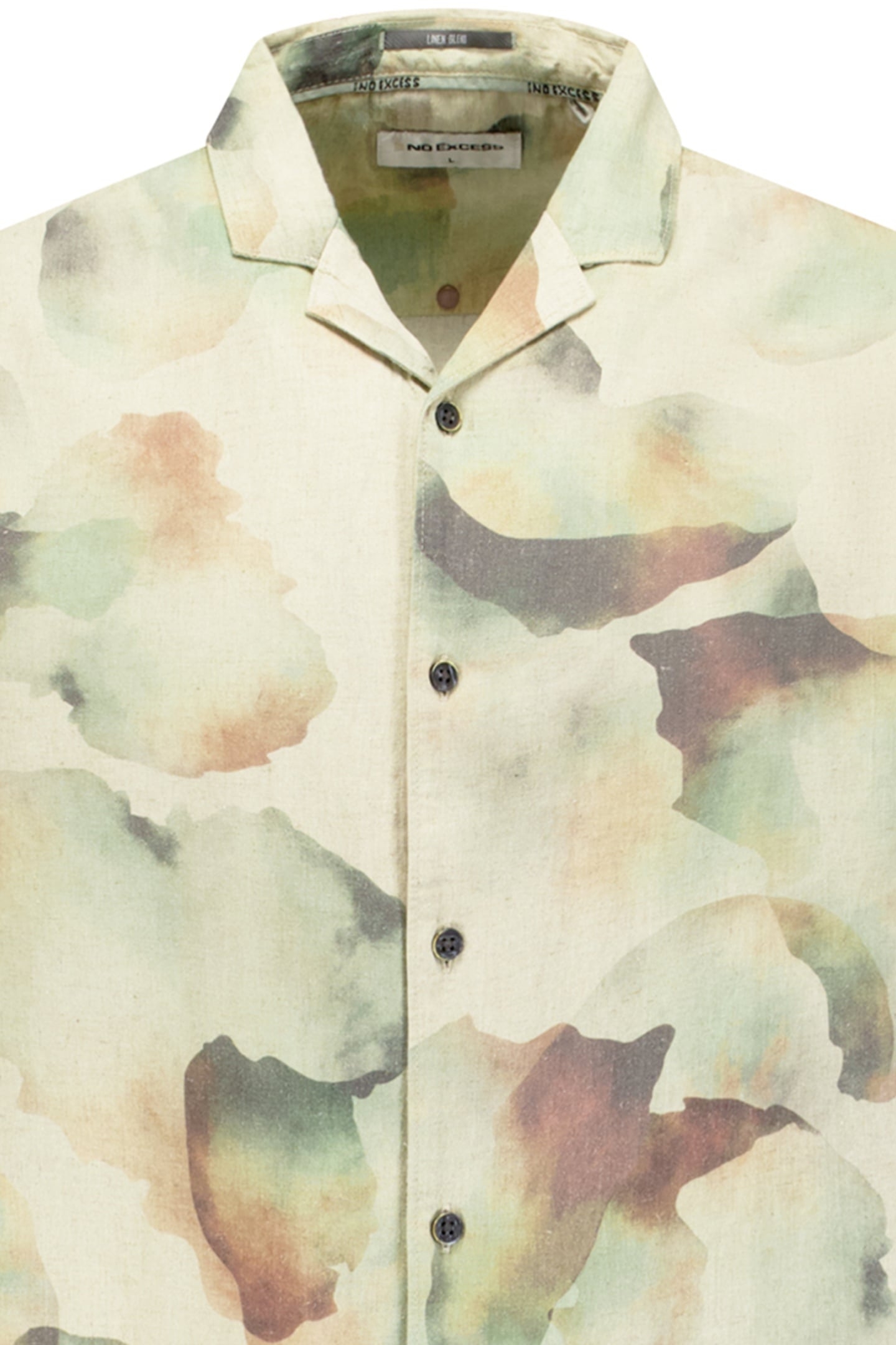 SHIRT SHORT SLEEVE REVERS COLLAR ALLOVER PRINTED WITH LINEN 3
