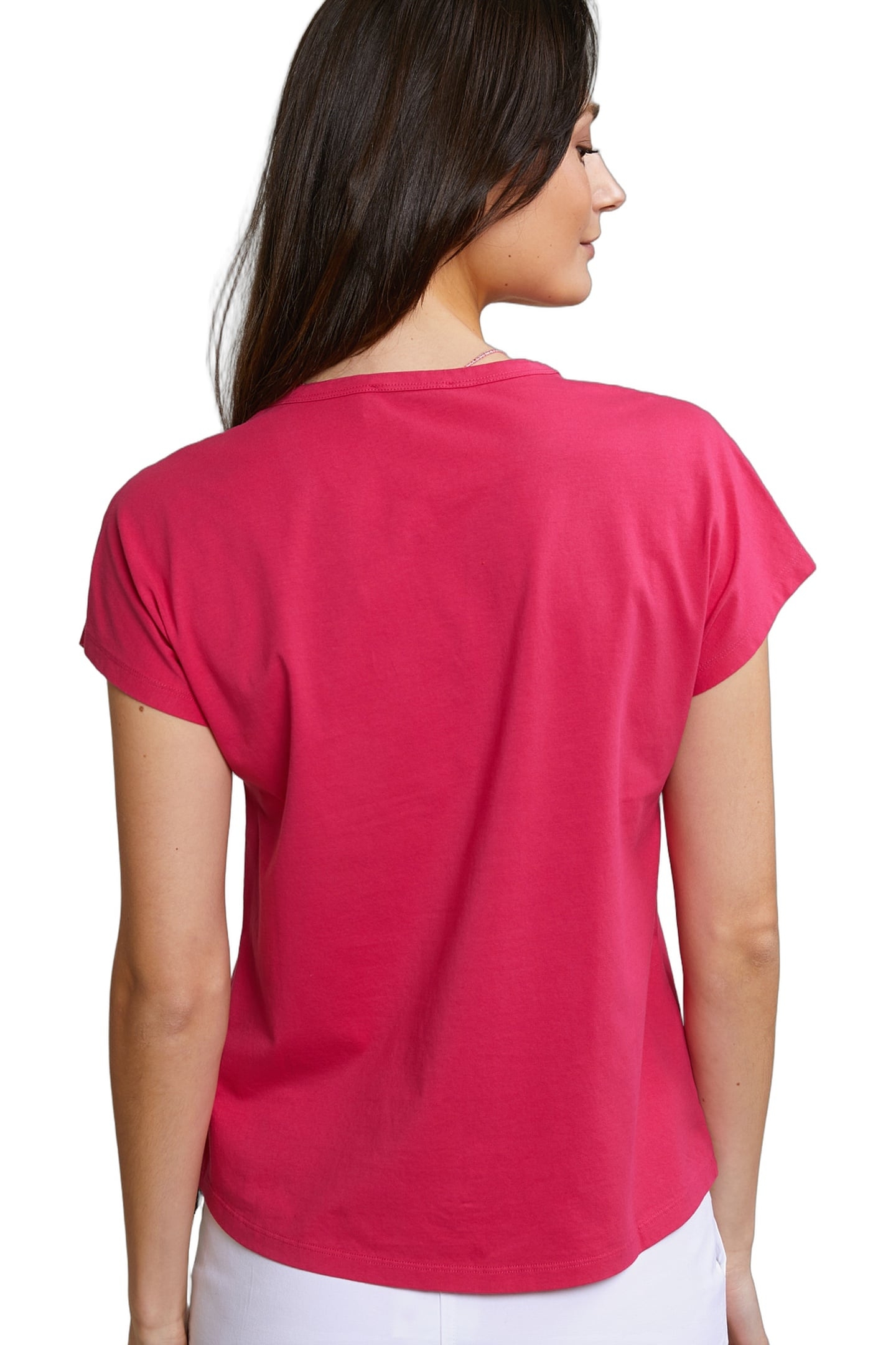 FUCHSIA SLEEVELESS V-NECK T-SHIRT 4