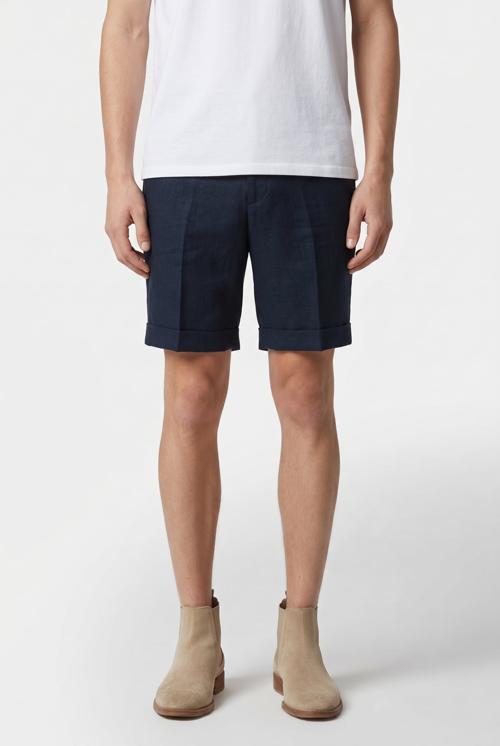 LINEN SHORT NAVY 1