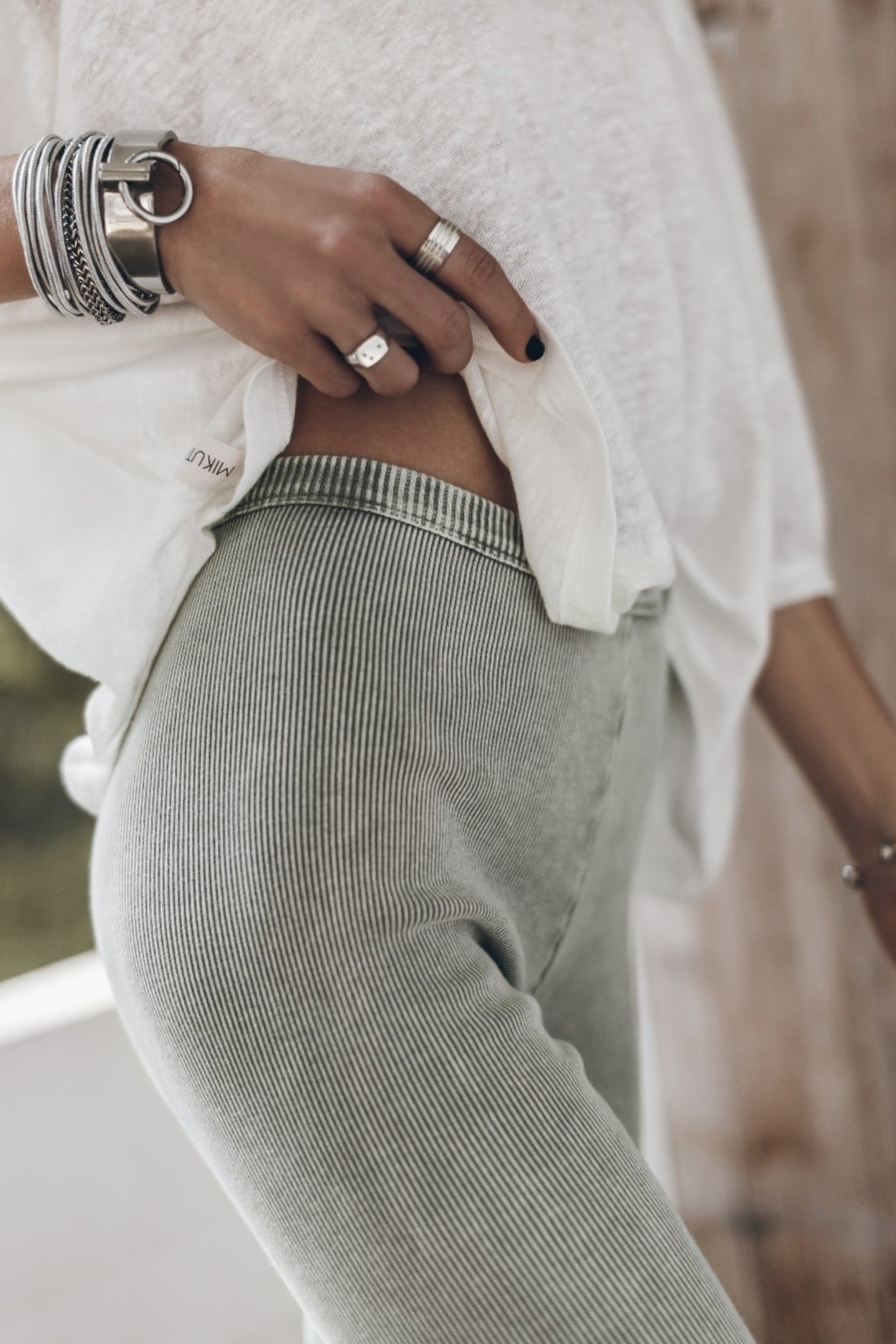 THE GREEN RIBBED LEGGINGS GREEN 3