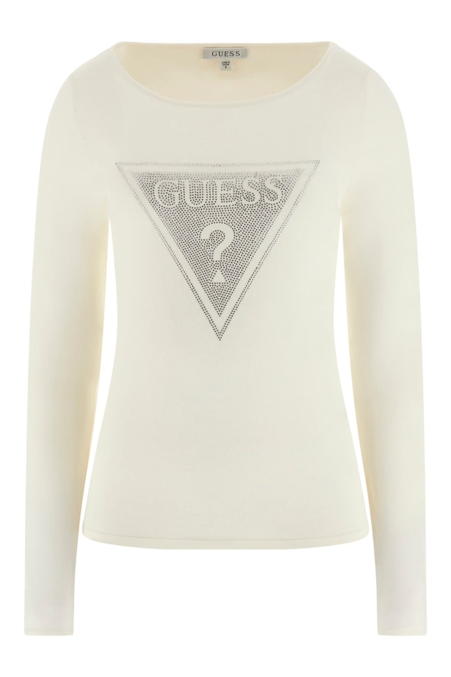 GUESS ECO LS TRIANGLE LOGO ELI DOVE WHITE 1