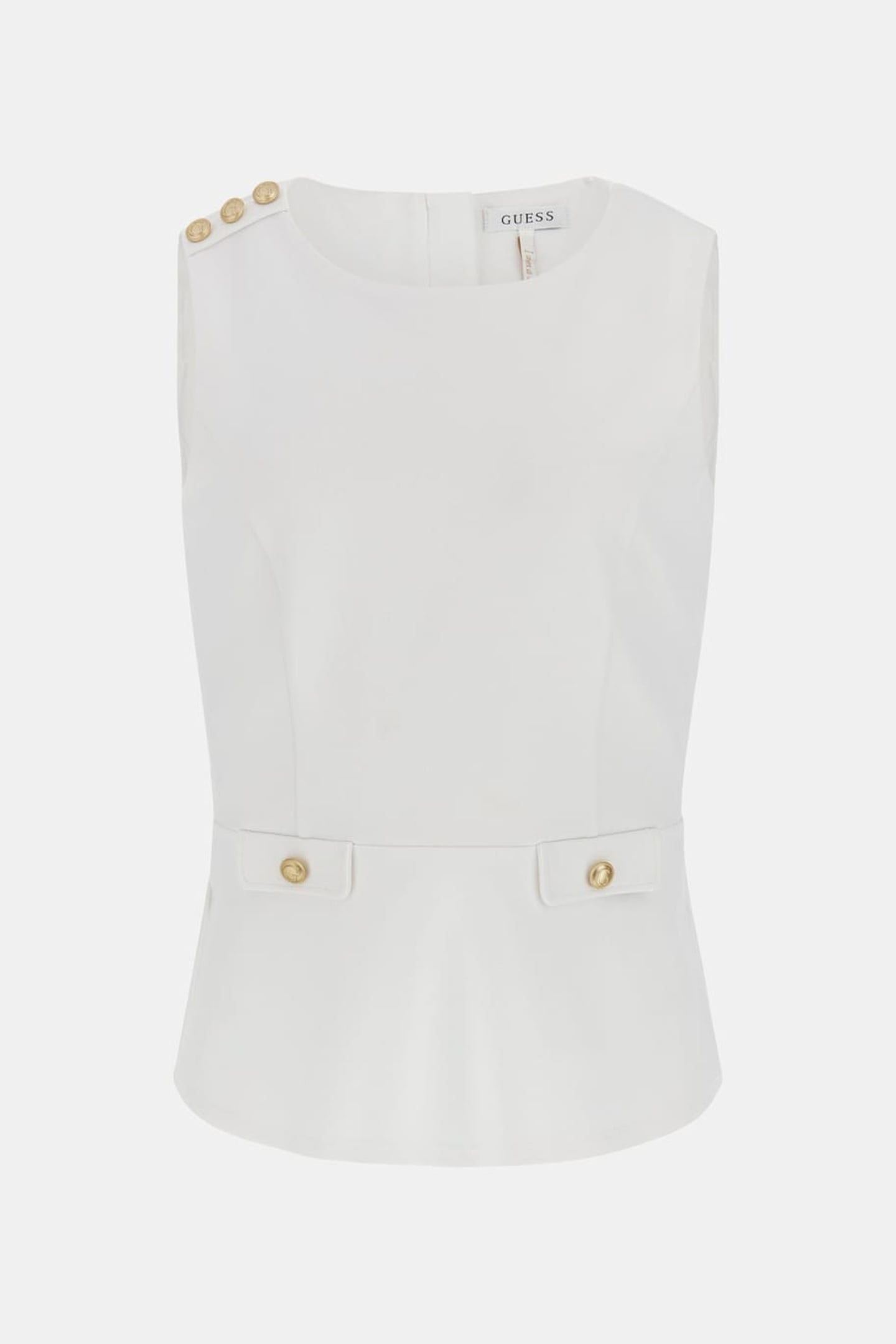 GUESS ECO AMBRE PEPLUM TOP PURE WHITE 2