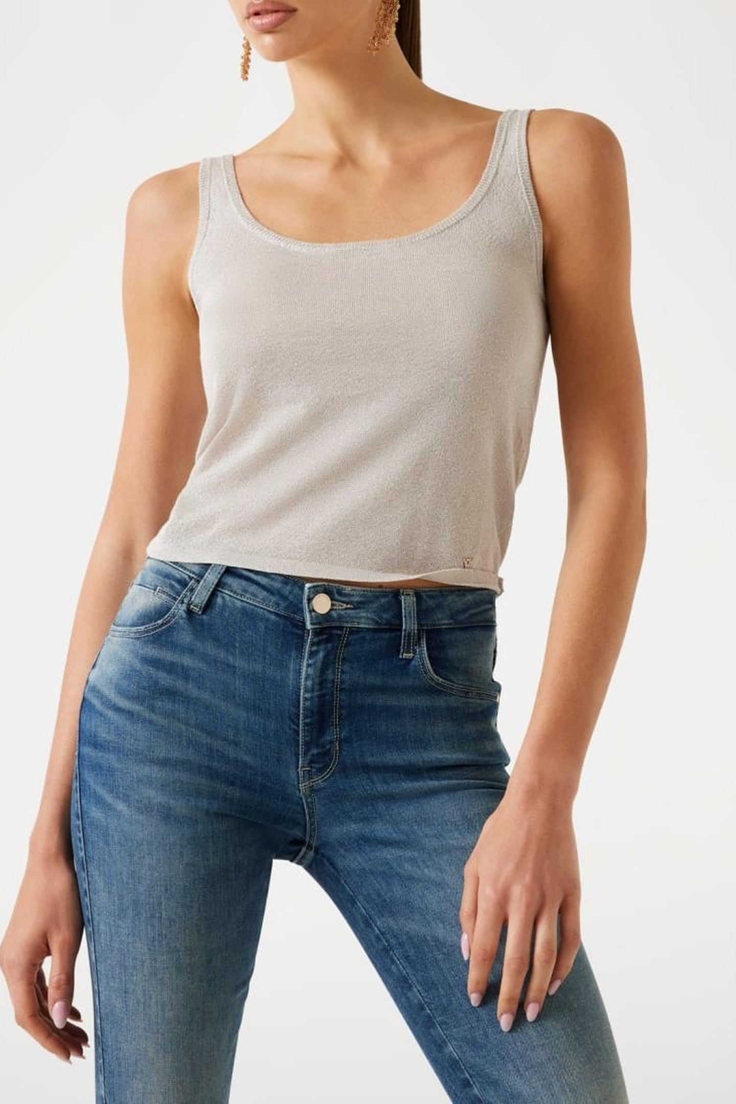 GUESS ECO NELLIE TANK TOP SWTR SILVER LUREX 4