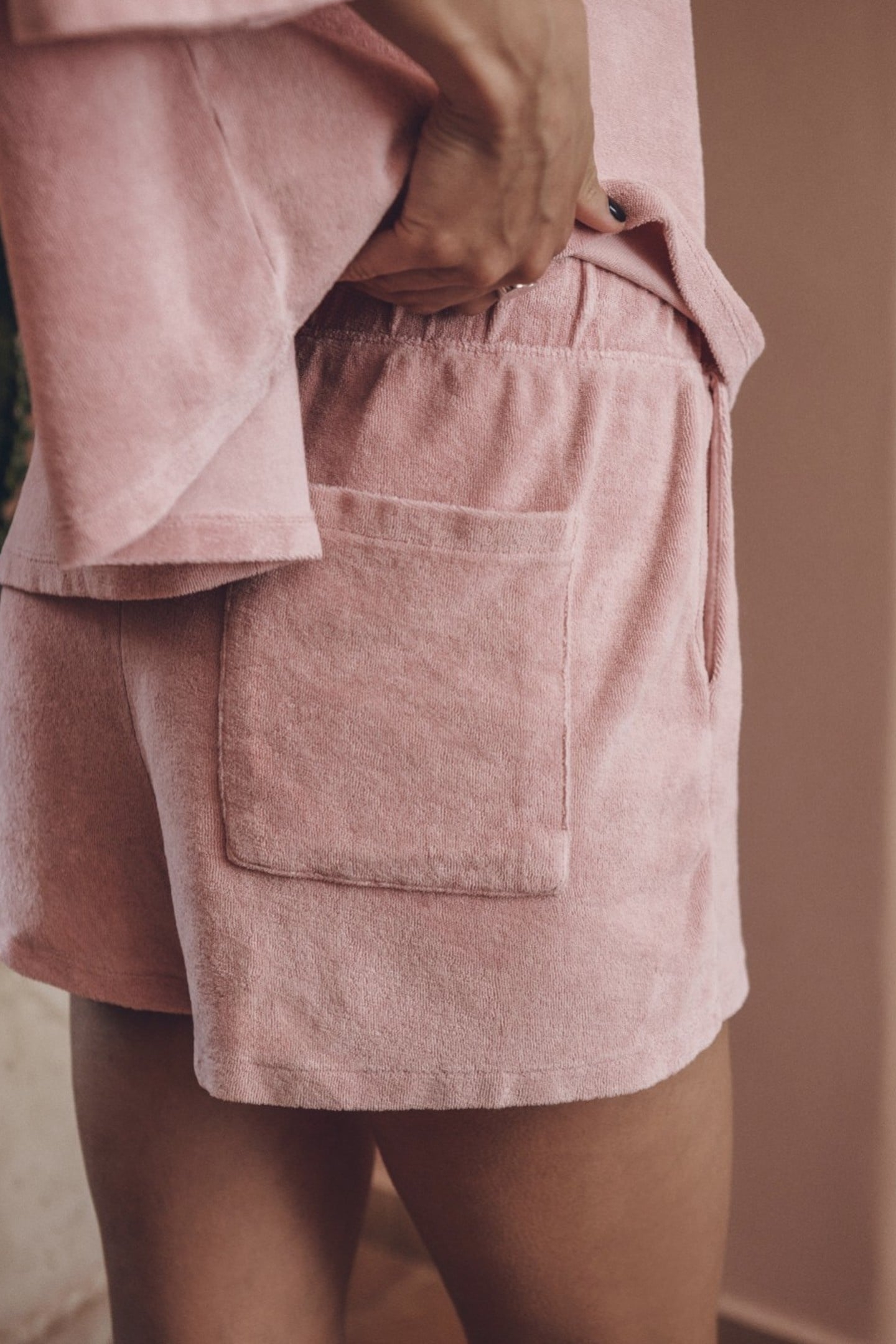 THE PINK TOWELING CO-ORD SHORTS PINK 2