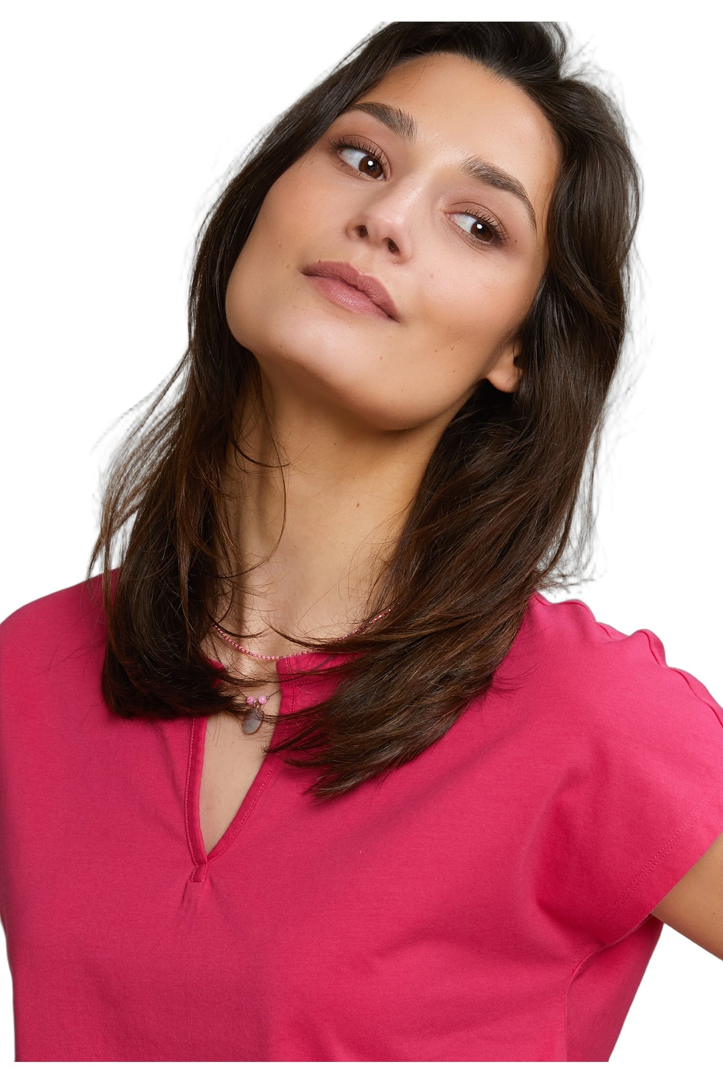 FUCHSIA SLEEVELESS V-NECK T-SHIRT 3