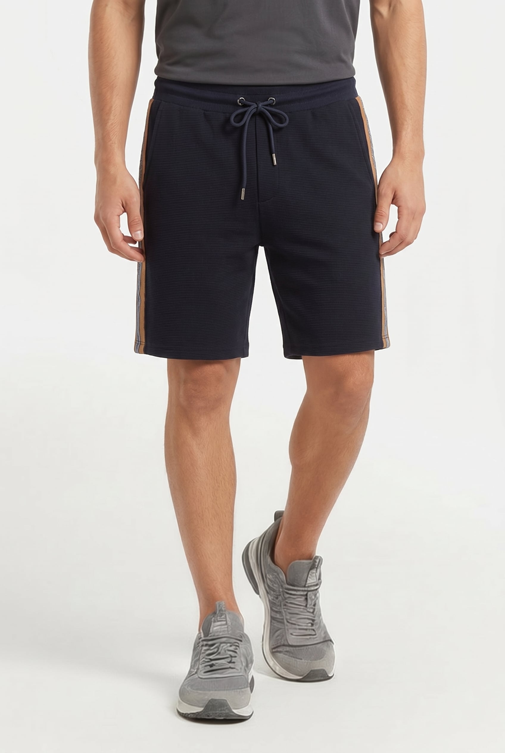 RIBBED SHORT WITH CONTRAST SIDE STRIPE NAVY 1