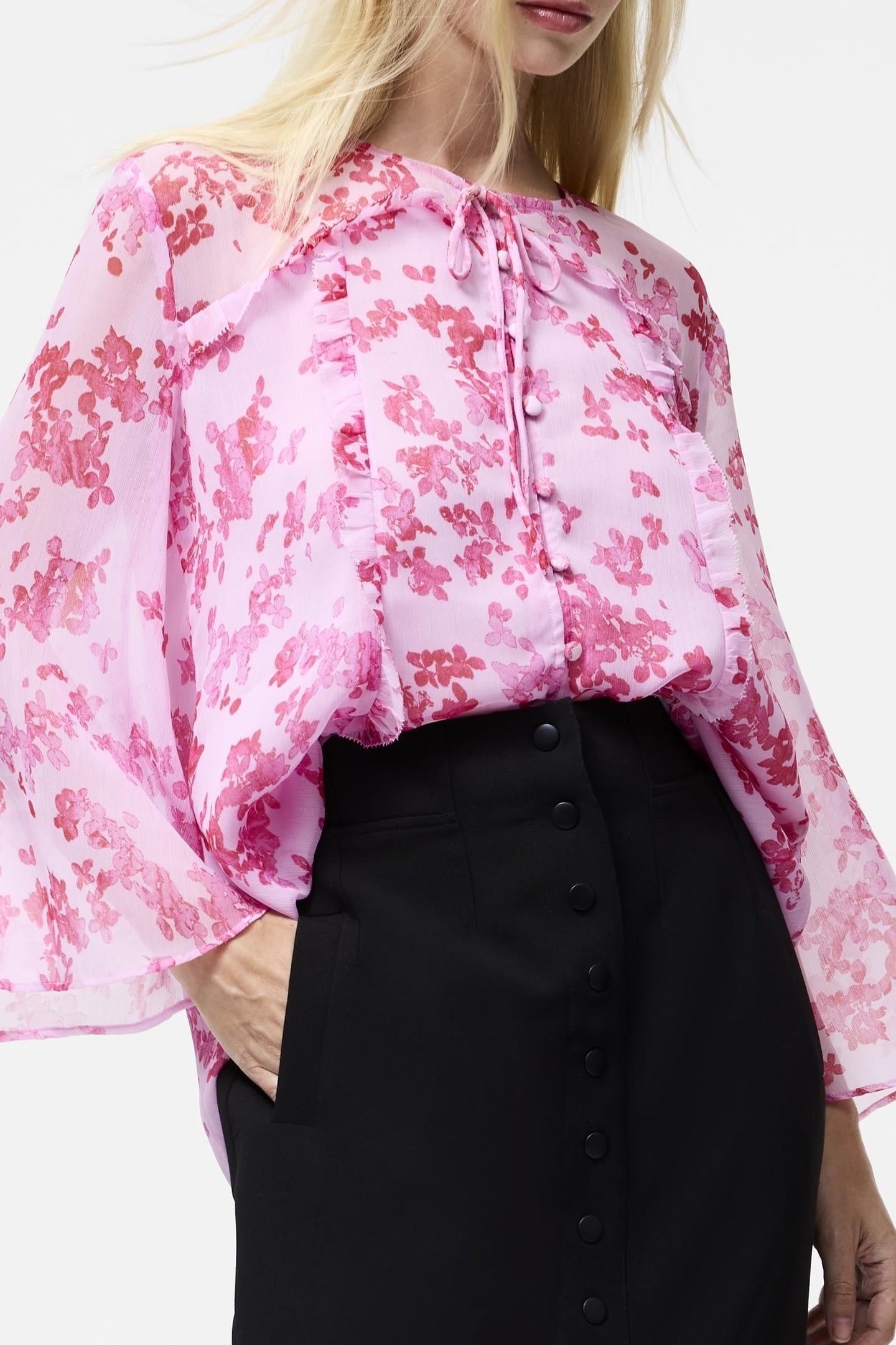 ISLA HALLIE CRINKLE TIE NK TOP VIOLET PINK MULTI 1