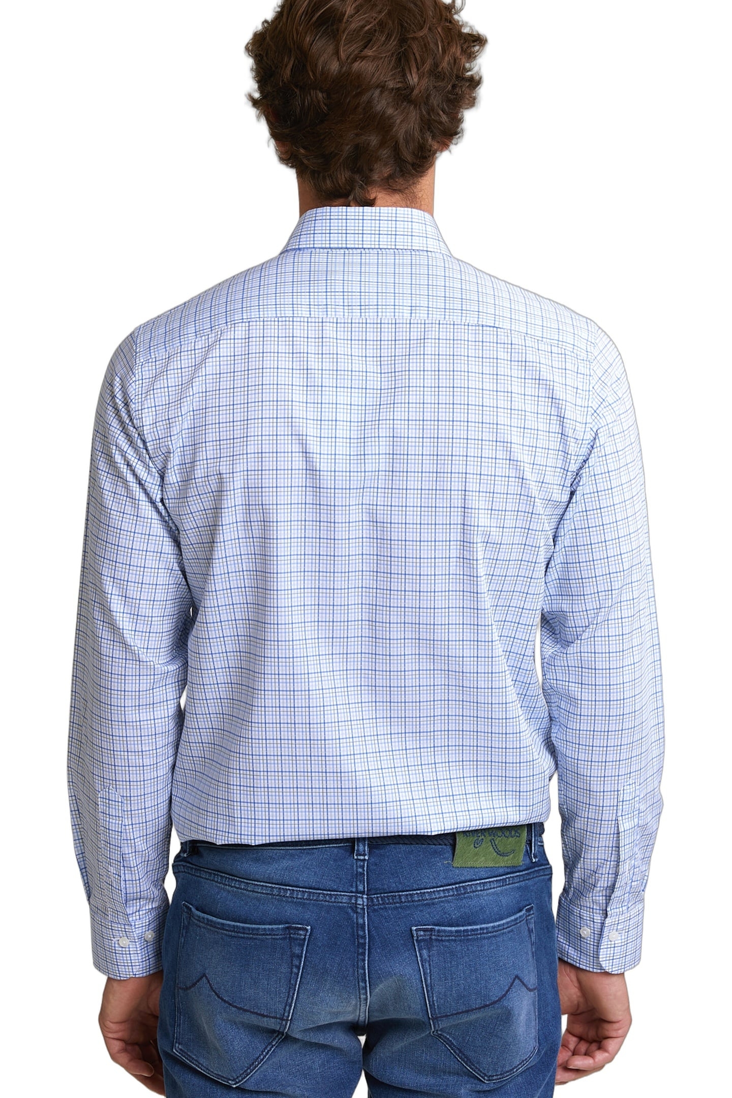 CUSTOM FIT CHECKED SHIRT BLUE/GREEN 3
