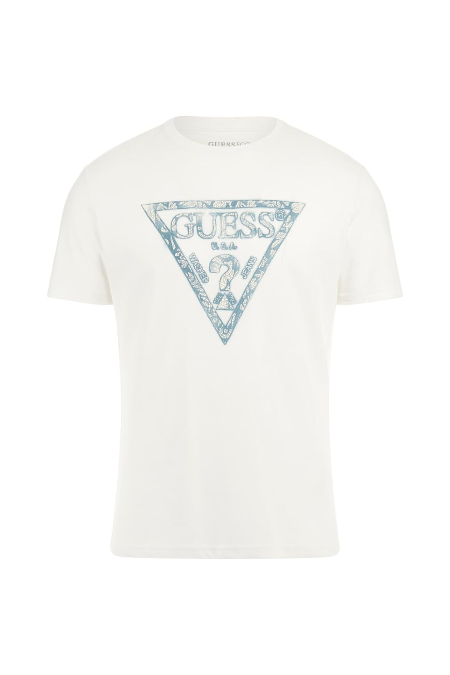 GUESS ECO SS CN TRIANGLE TEE PURE WHITE 1