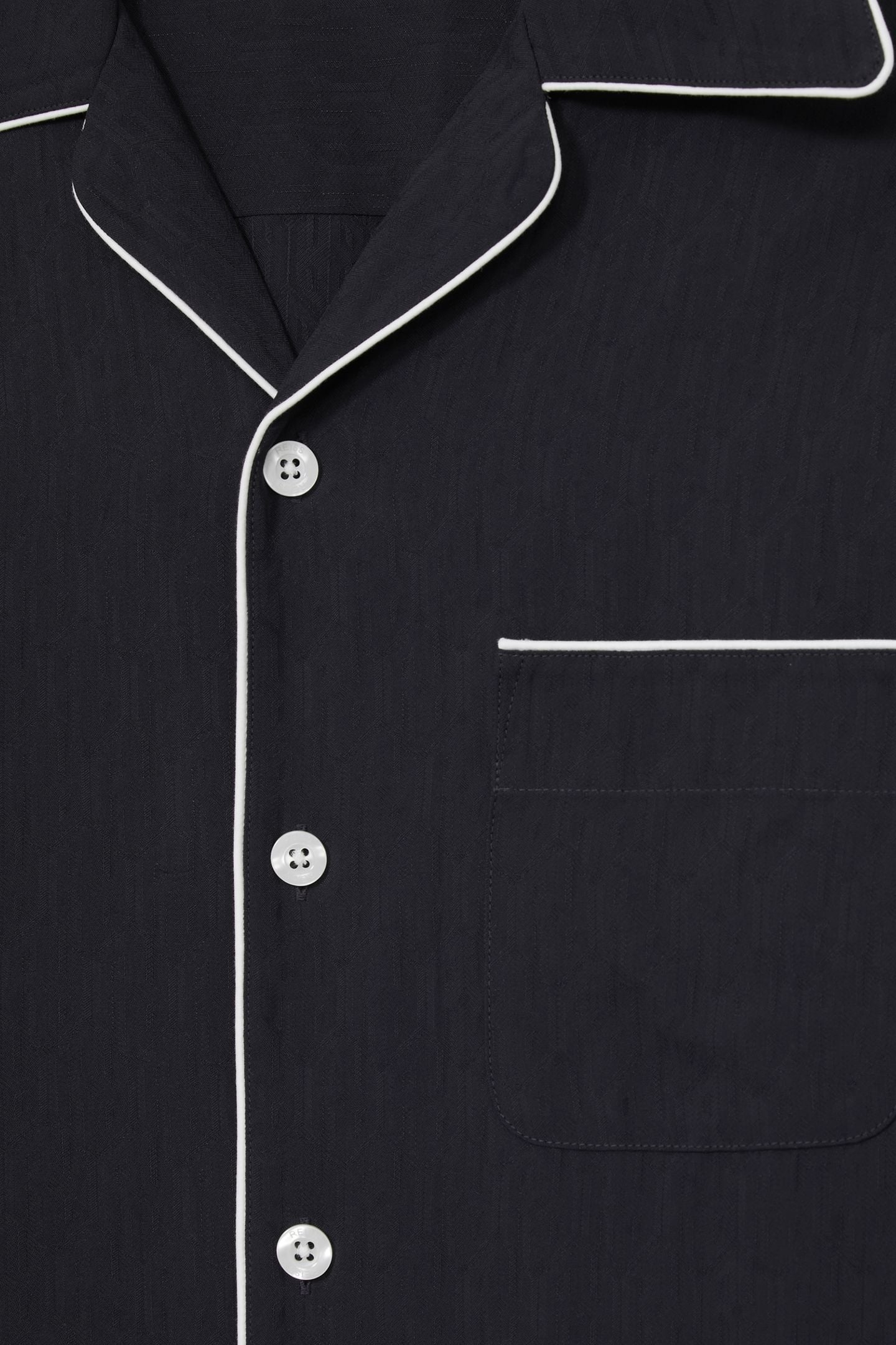 LS MONOGRAM JACQUARD CUBAN PIPED SHIRT NAVY 5