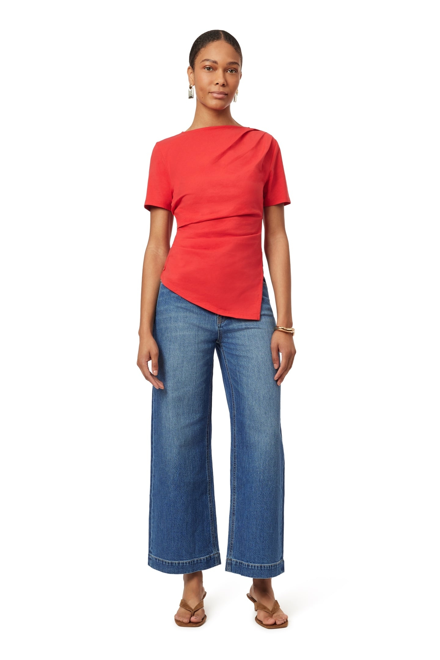 GATHERED ASYMMETRIC TEE POINSETTIA 2